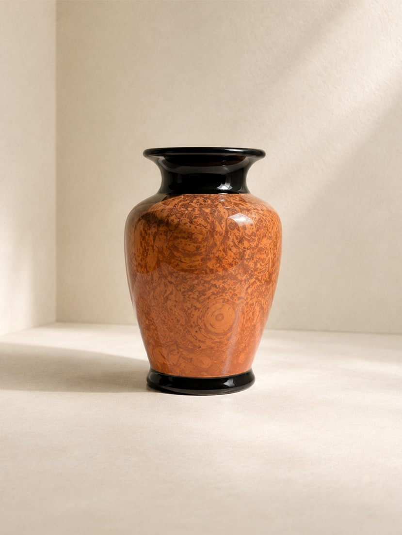 Art Deco Revival Faux Burl Wood Baluster Vase - 1980s by Dodo Vintage | The Oblist