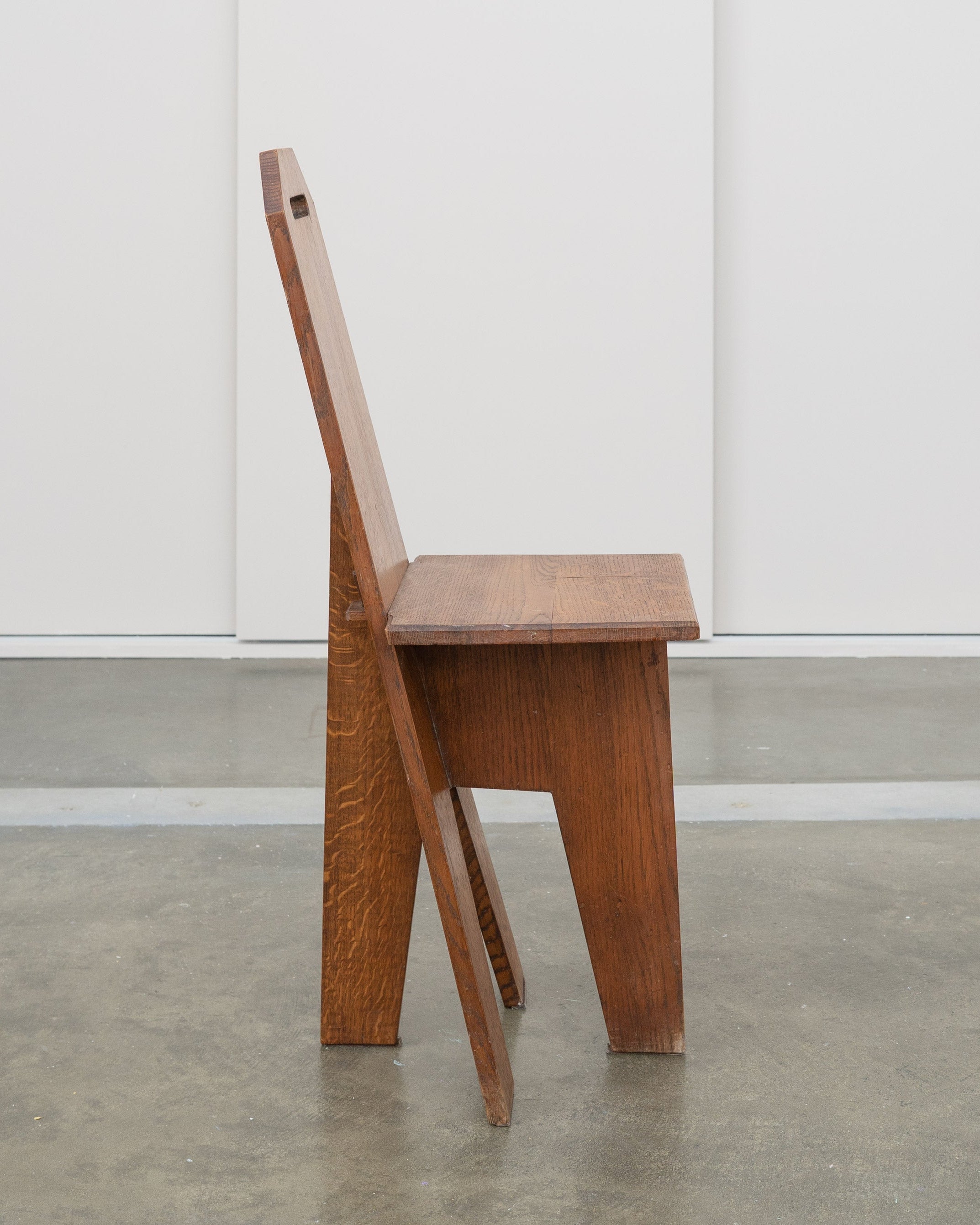Architectural Brutalist Vernacular Oak Chair (1 of 5) — side angle