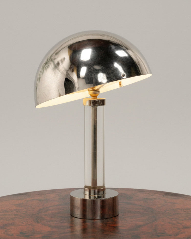 French Modernist Nickel-Plated Table Lamp Attributed to Jacques Adnet, 1940s by Introverso | The Oblist