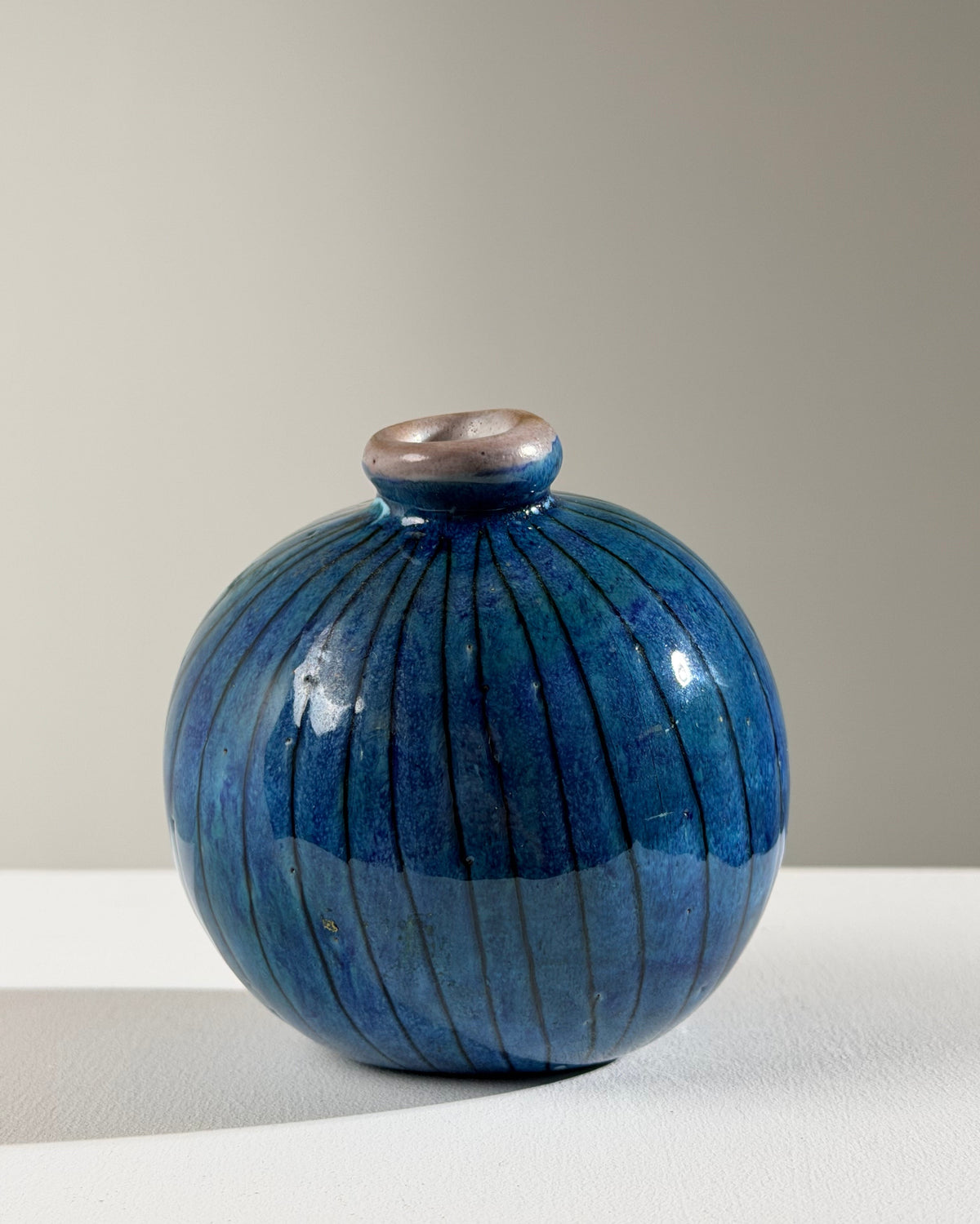 Rare round ceramic vase by the Cloutier brothers, France, circa 1960. by Figuresdesign | The Oblist