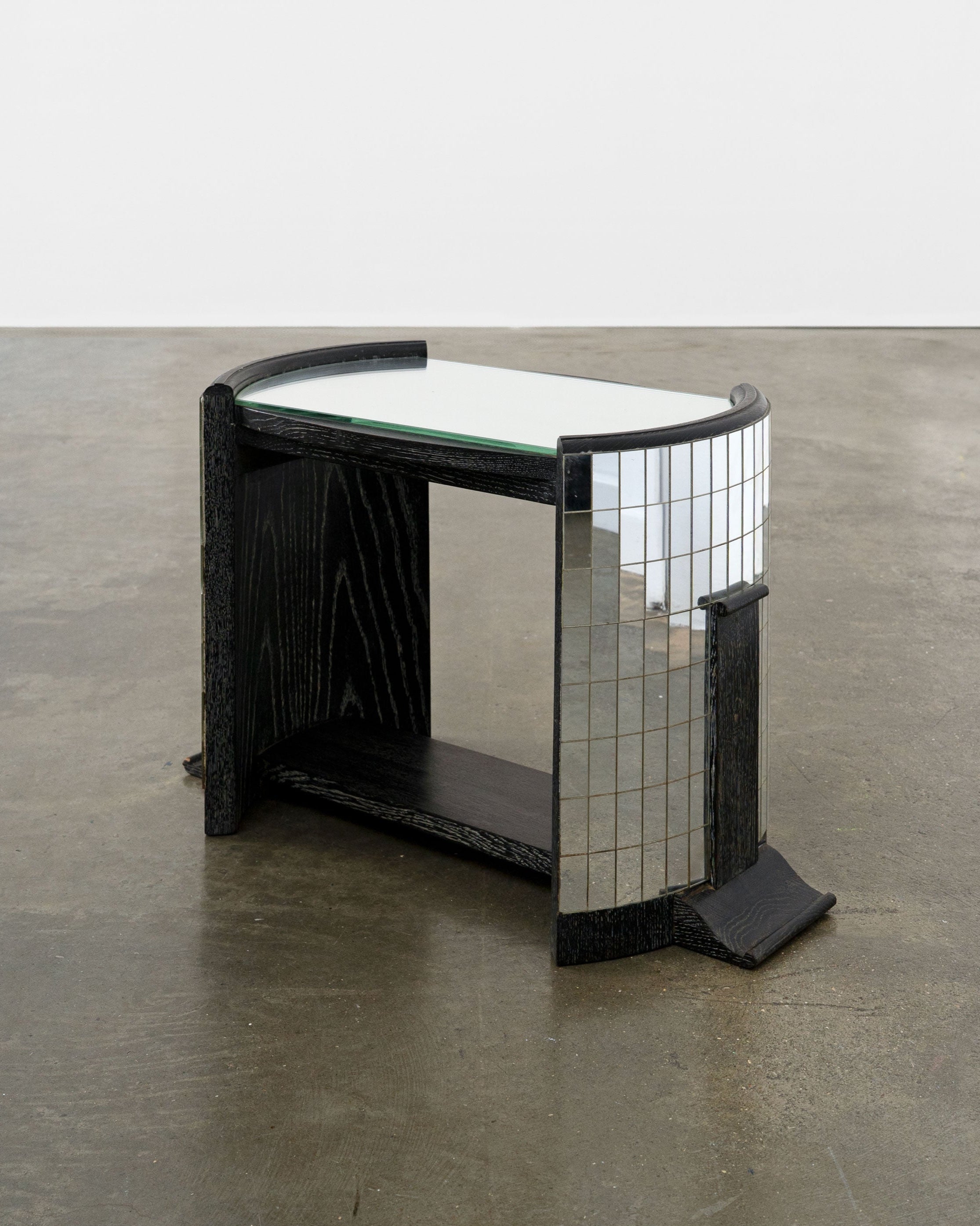 Ebonised Modernist Oak and Mirror Mosaic Side Table