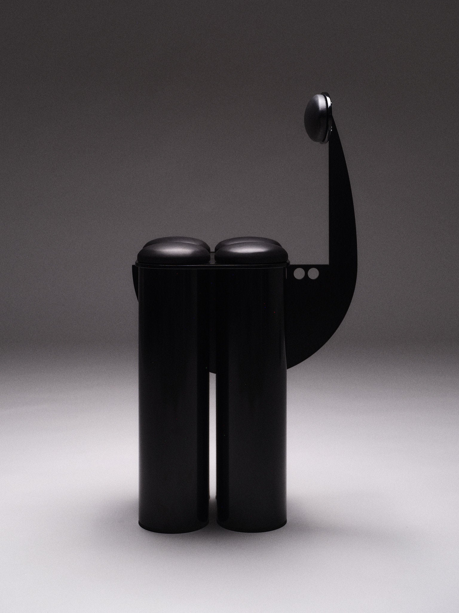 Giulio Stool — side angle showing black metal and leather design