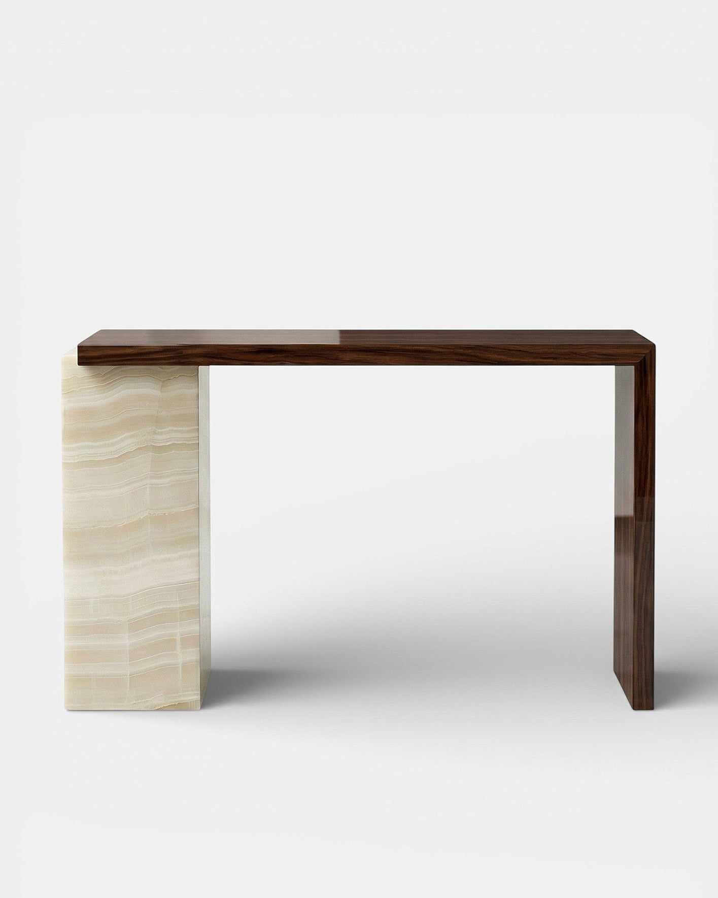 Jill Wood and Ivory Onyx Console by Marbera | The Oblist — handcrafted wood and onyx