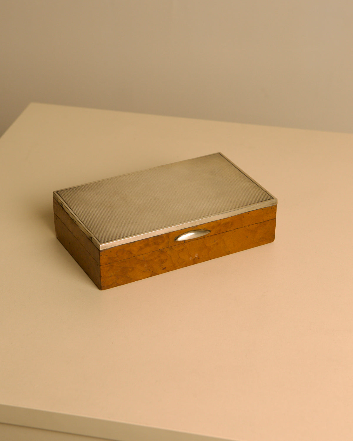Italian wood and silver-lidded box, 1950s by Treaptyque | The Oblist