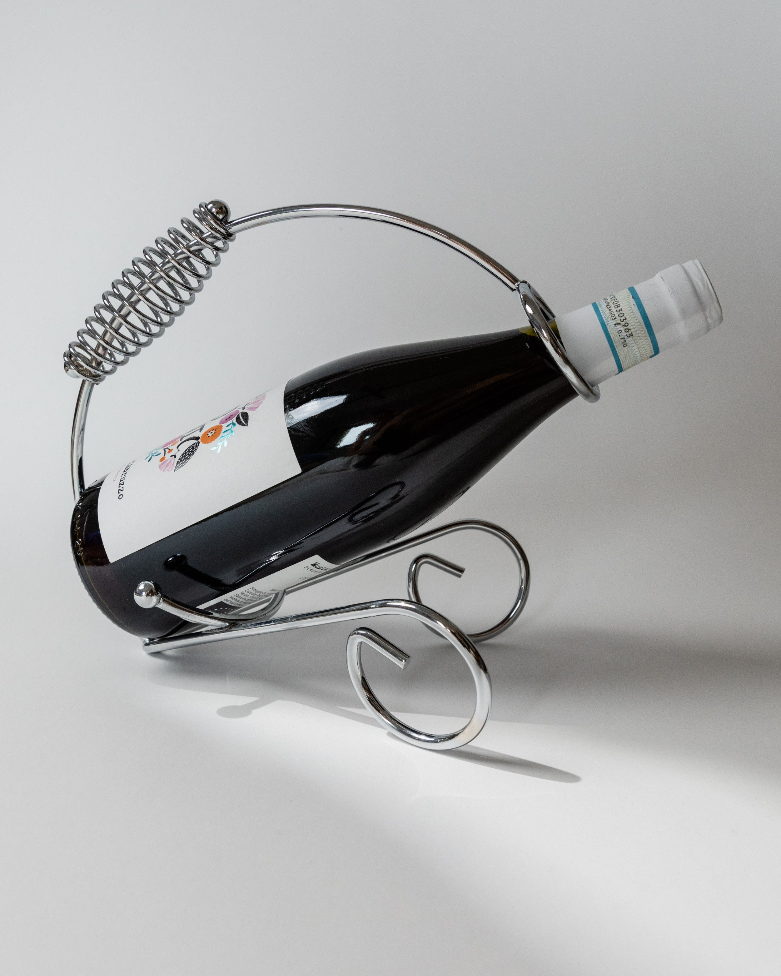 Porte-bouteille en métal chromé, années 1980