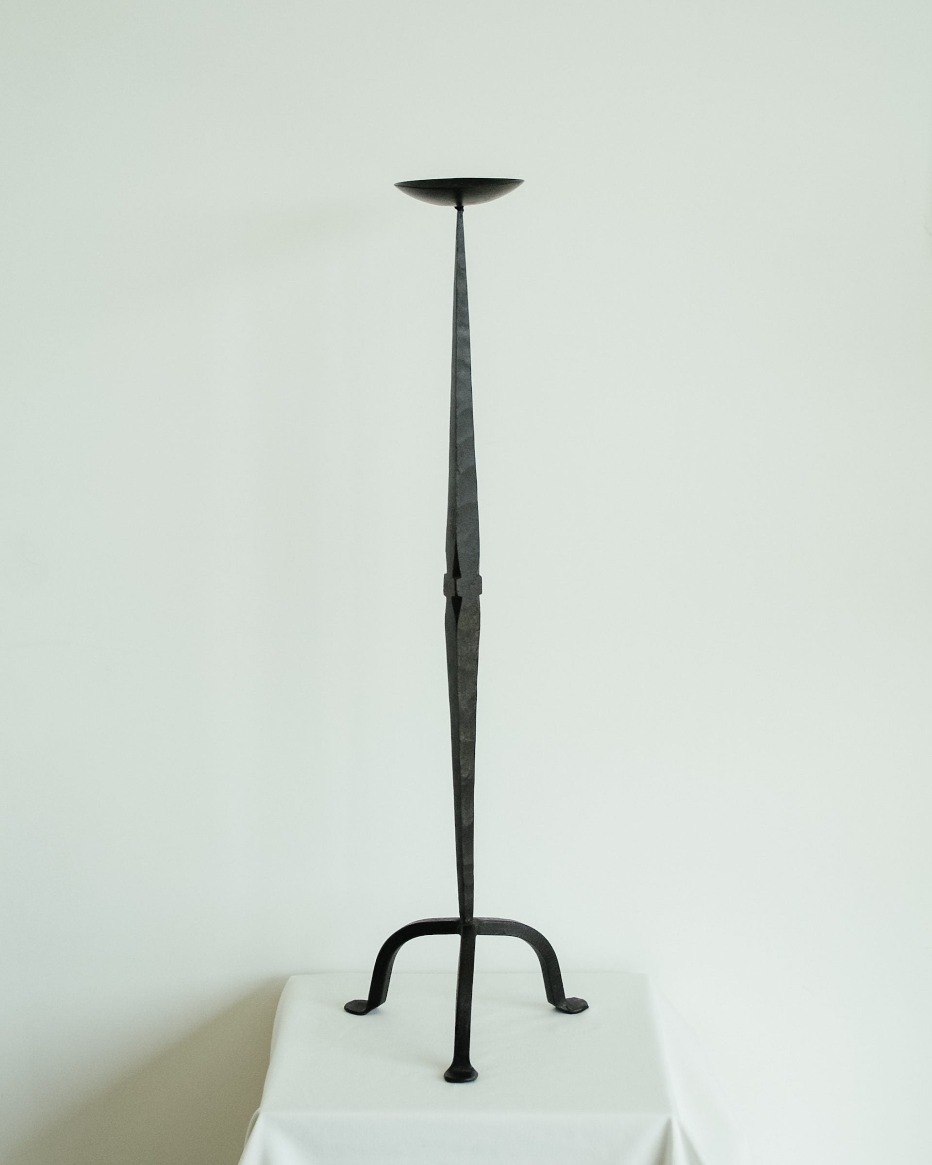 Brutalist Tall Metal Candlestick by Tafelgeluk | The Oblist