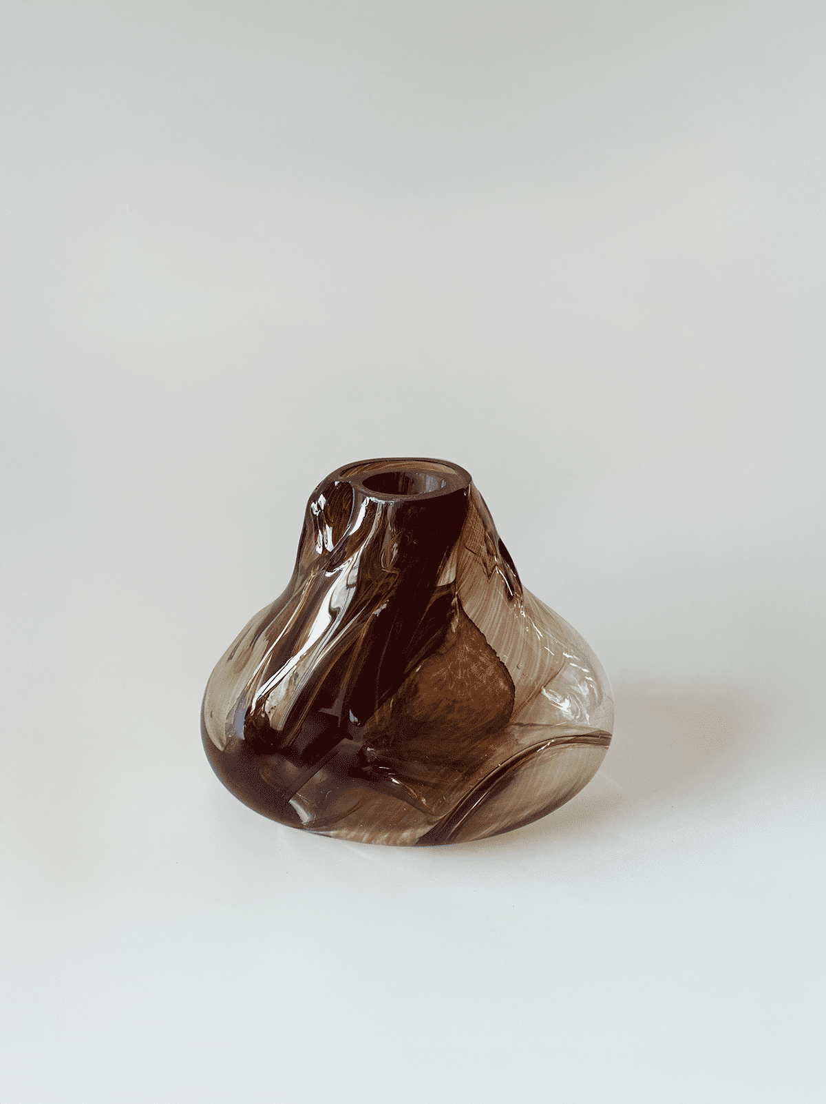 Elara Vase IV by HOMA | The Oblist — handcrafted glass in brown tones