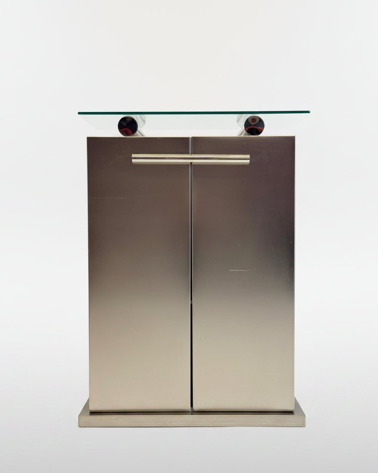 Postmodern aluminum bar cabinet from Belgochrom — in context
