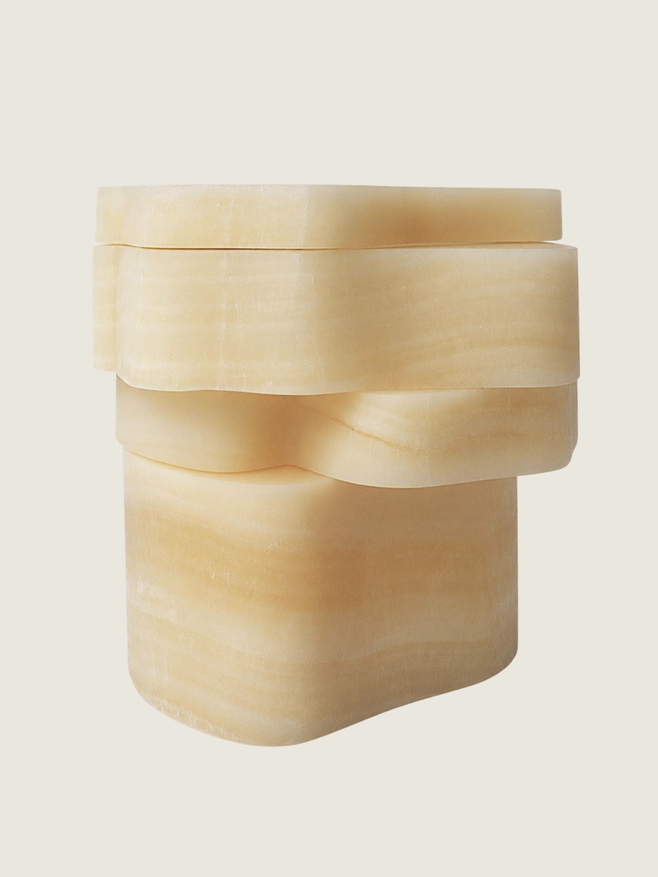White Moth Nightstand / Side Table in White Onyx Marble by Panorammma | The Oblist