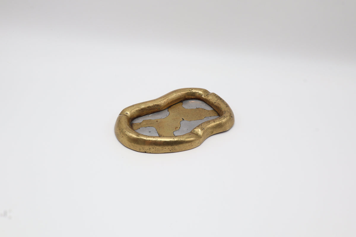 Brutalist Brass & Aluminum Ashtray by David Marshall — Spain, 1980s by Forma Finds | The Oblist