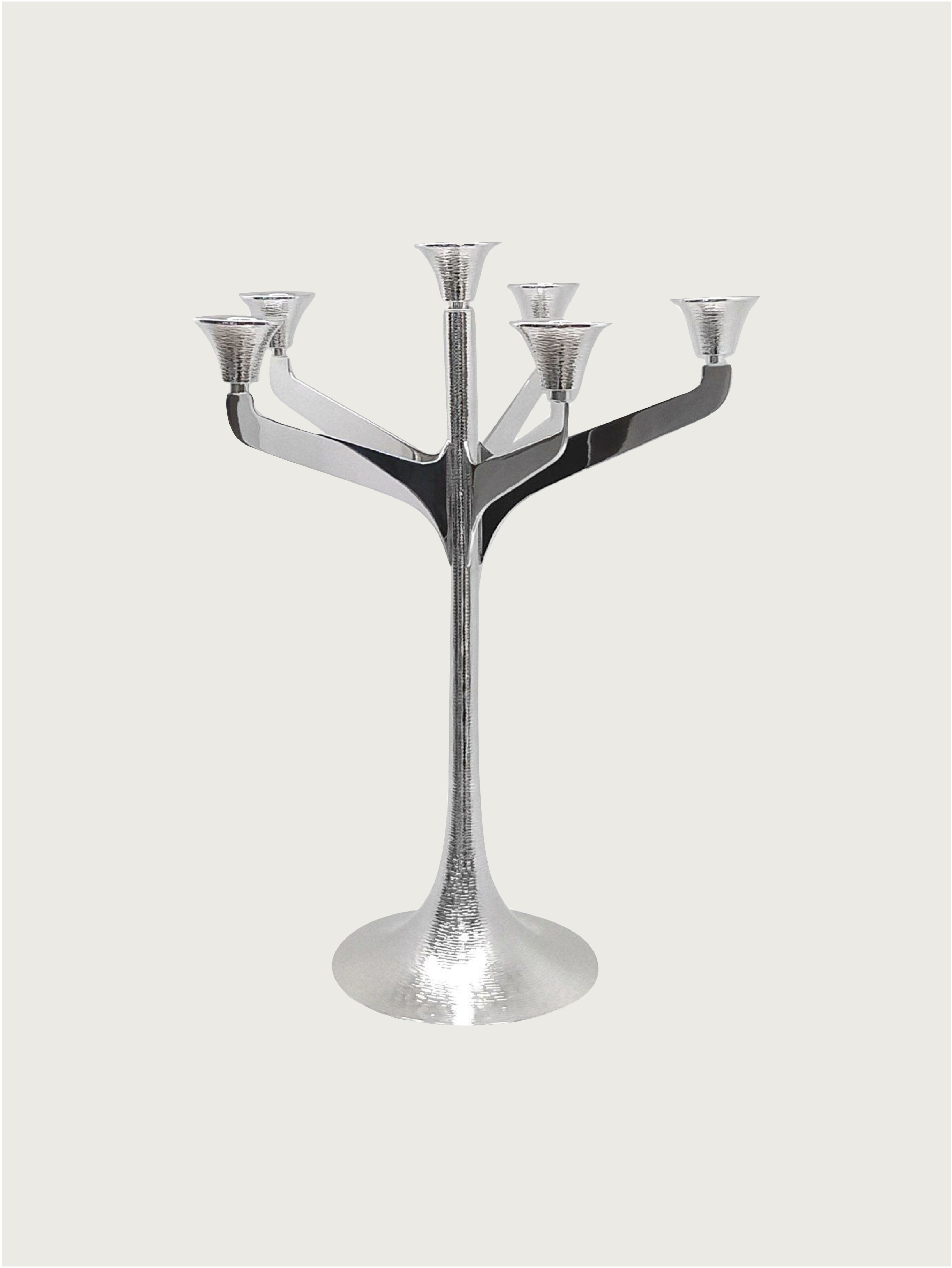 Silver plated six candles candelabra by zanetto | The Oblist — modern silver finish