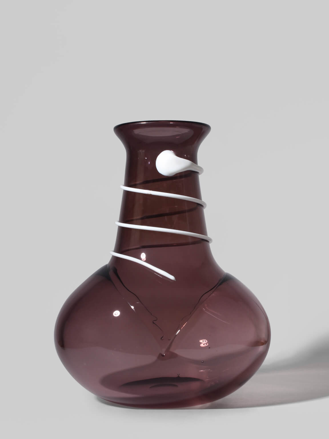 Monica Backström Massive Art Glass Vase In Burgundy And White, For Kosta Boda by Vintage Stories | The Oblist