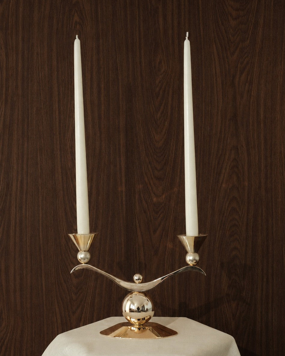 A Sculptural Silver- and Gold-Patinated Metal Candle Holder by Truffe Studio | The Oblist