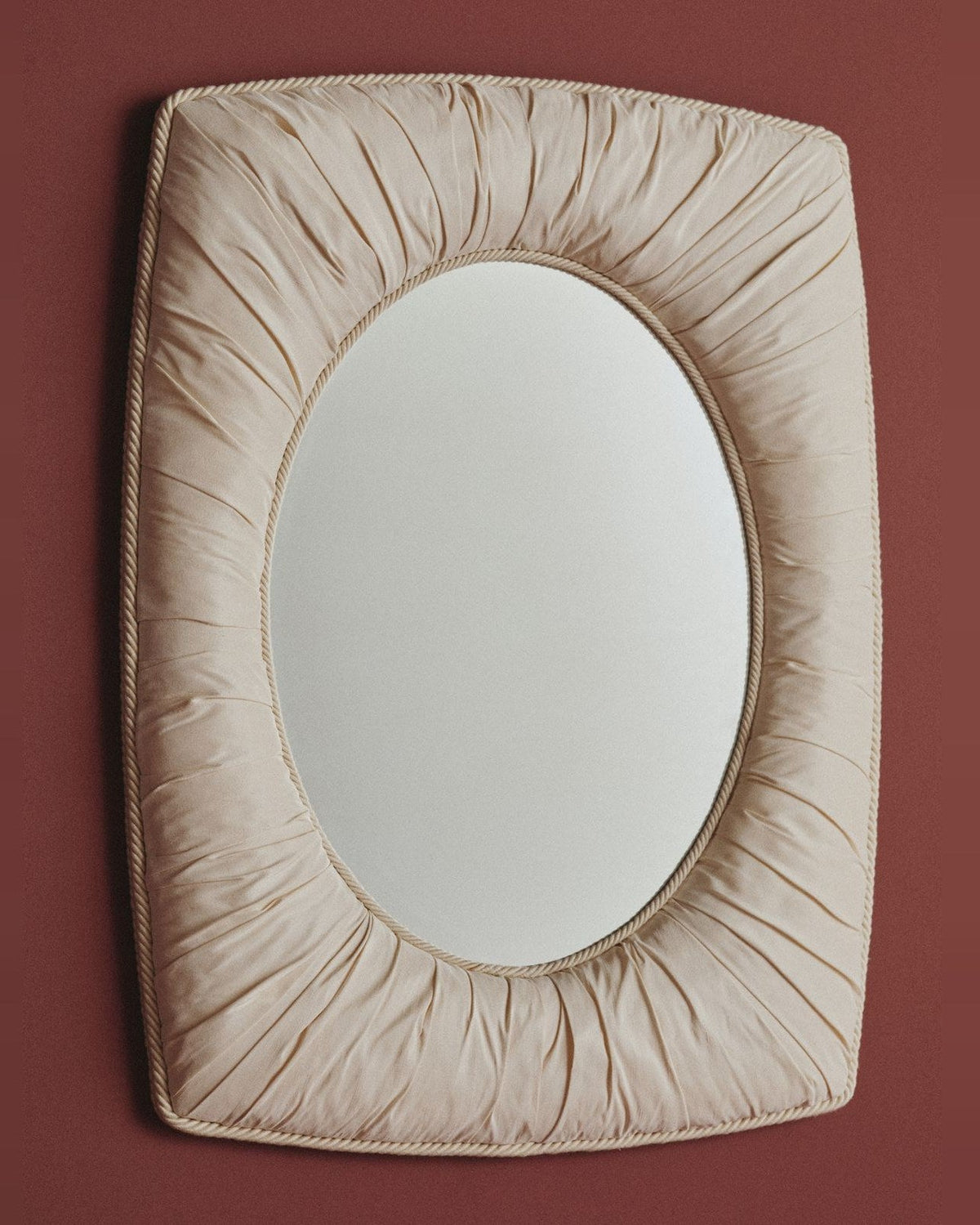 L'Heure Bleue Mirror in glass and wild silk by HAUVETTE & MADANI | The Oblist