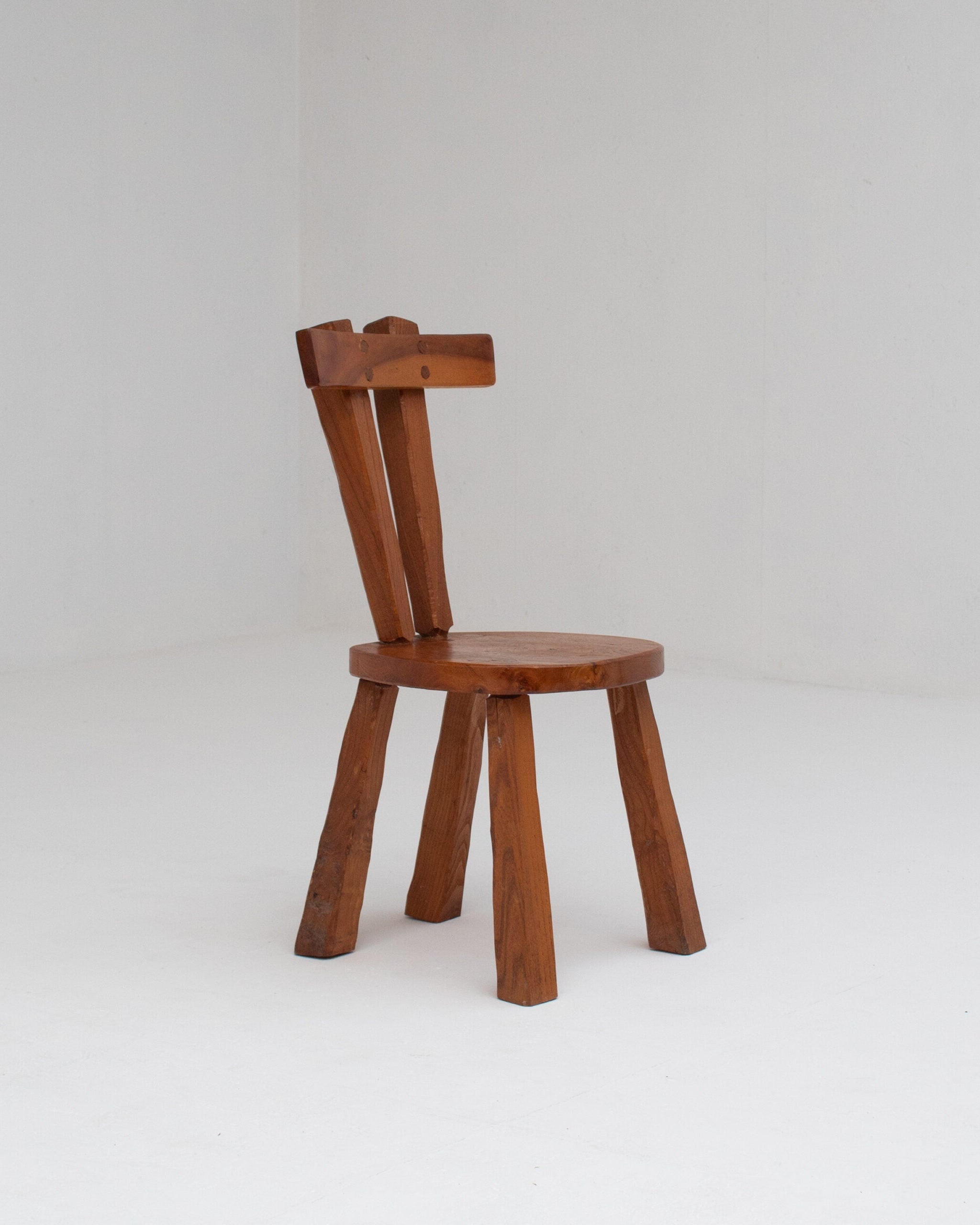 Small Brutalist Solid Elm Chair, France by Malata Antwerp | The Oblist