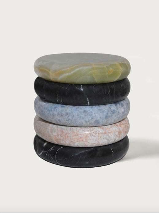 Olo Nighstand/ Sidetable made from Marble and Onyx — side angle