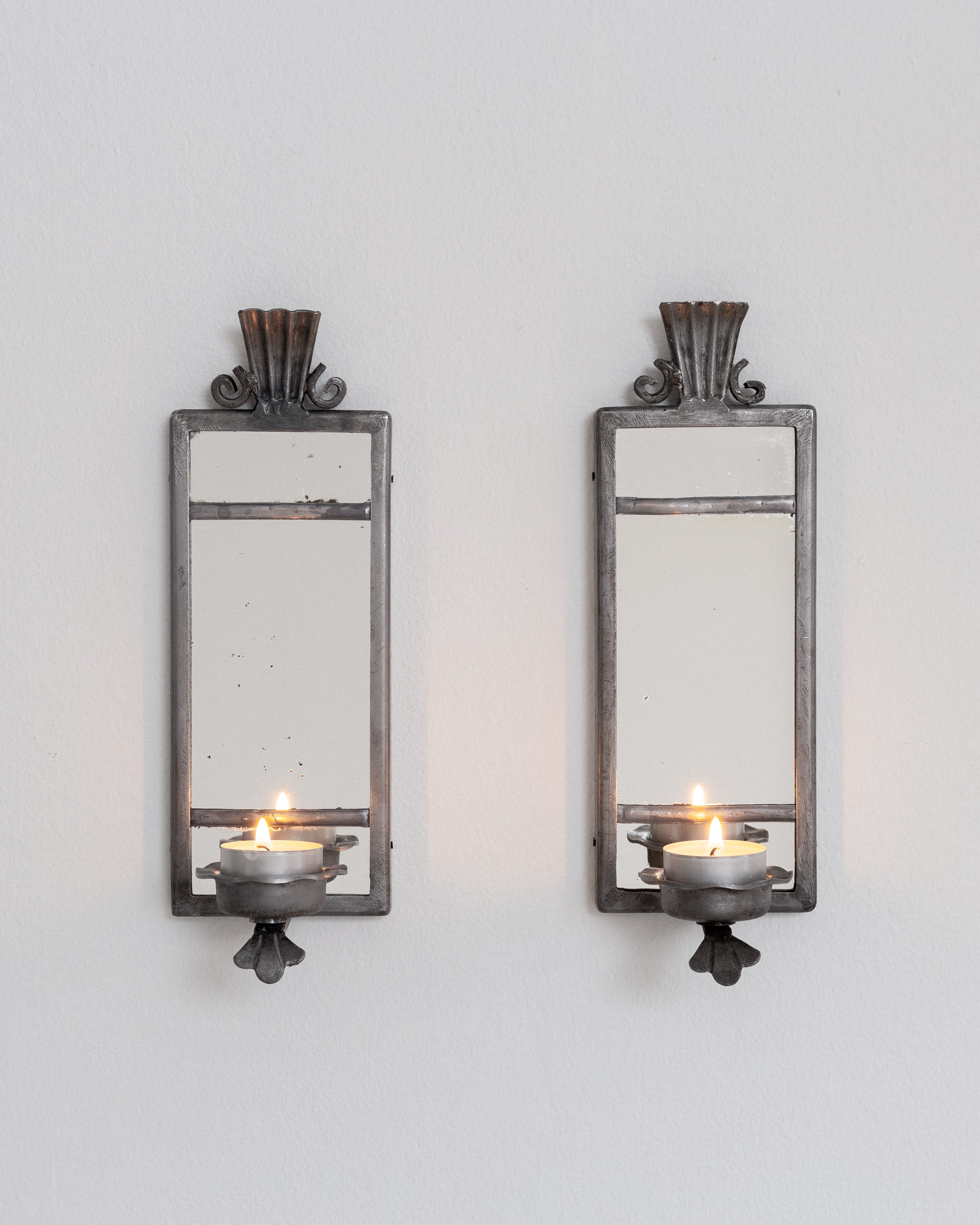 Pair of Art Deco Pewter Candle Sconces by Böhlmarks, Sweden, 1930s by Spigel | The Oblist — pewter finish, vintage design