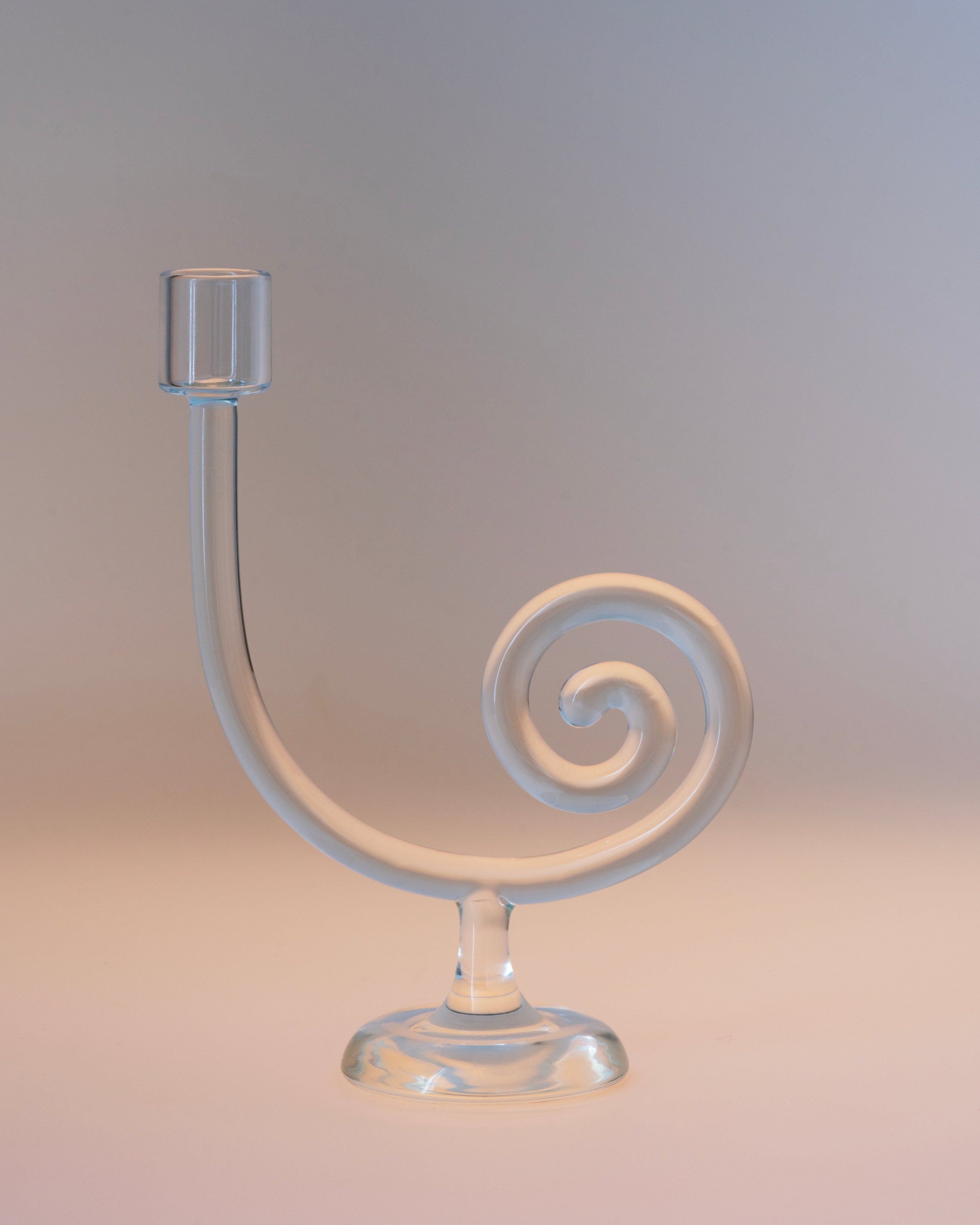 Single Stem Spiral Candleholder by Sophie Lou Jacobsen | The Oblist — clear glass design