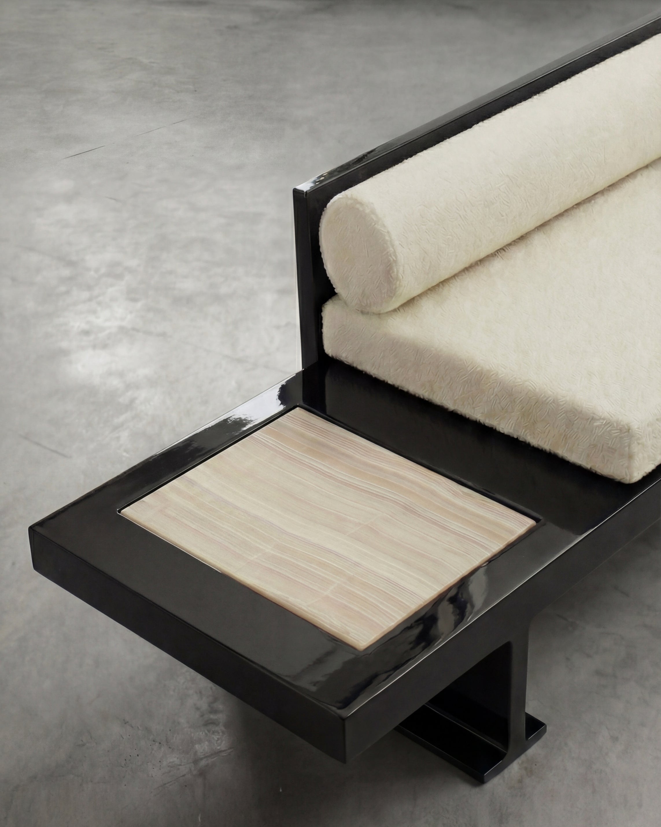 Phoebe Black And Ivory Onyx Bench — alternate view