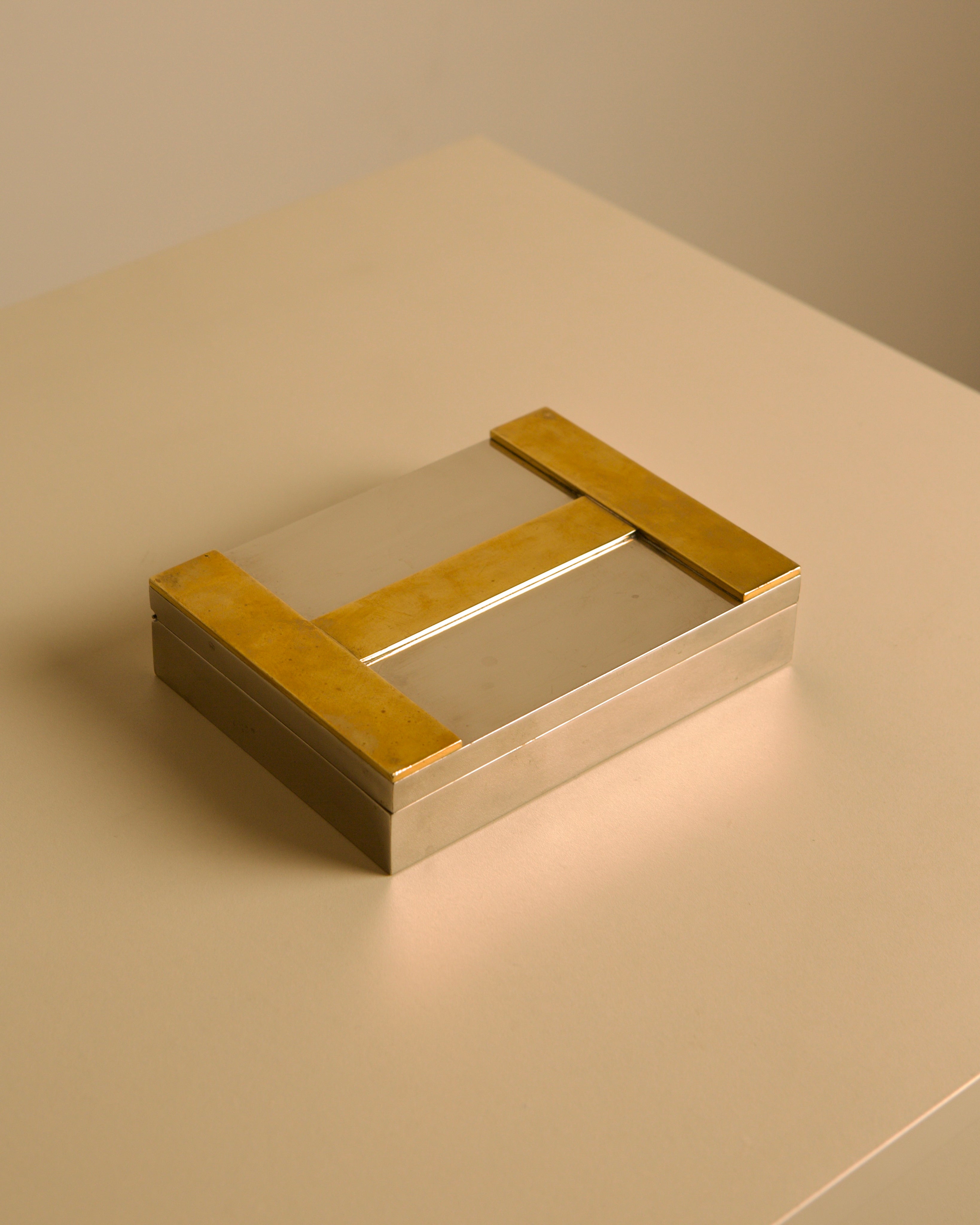 Hermès Paris Silver-Plated and Brass Box by Ravinet d'Enfert, France 1960s by Treaptyque | The Oblist