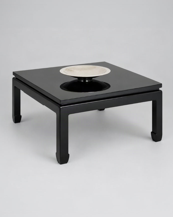 Vintage Black Lacquer Coffee Table — detail view