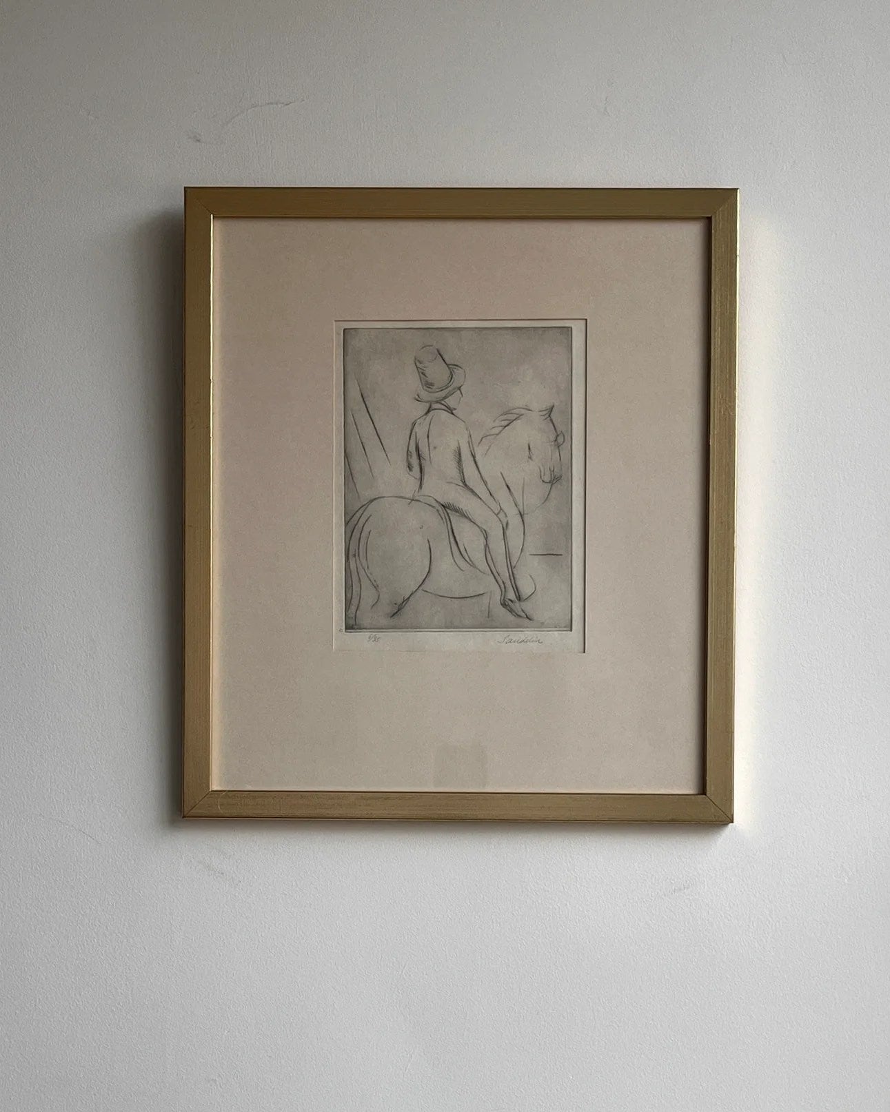 Swedish Etching "Rider" by Börje Sandelin | The Oblist — framed artwork, monochrome tones