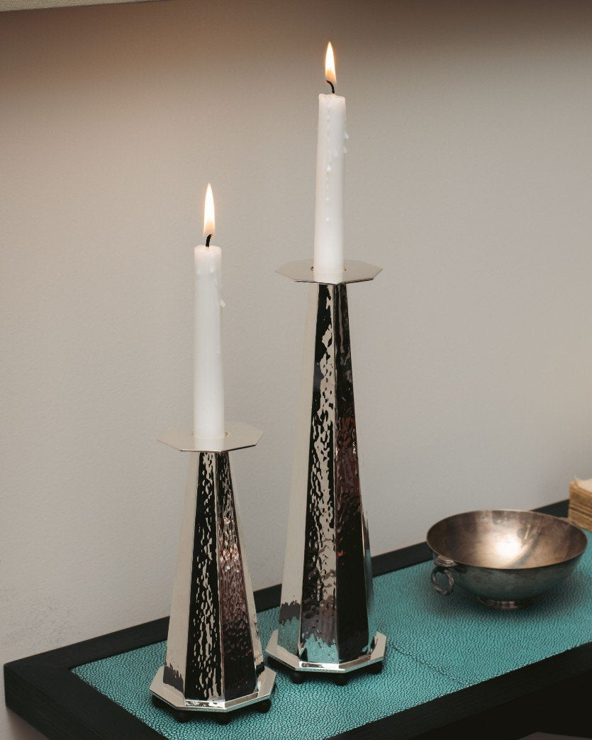 Silver Plated Short Candleholder by zanetto | The Oblist — modern silver finish