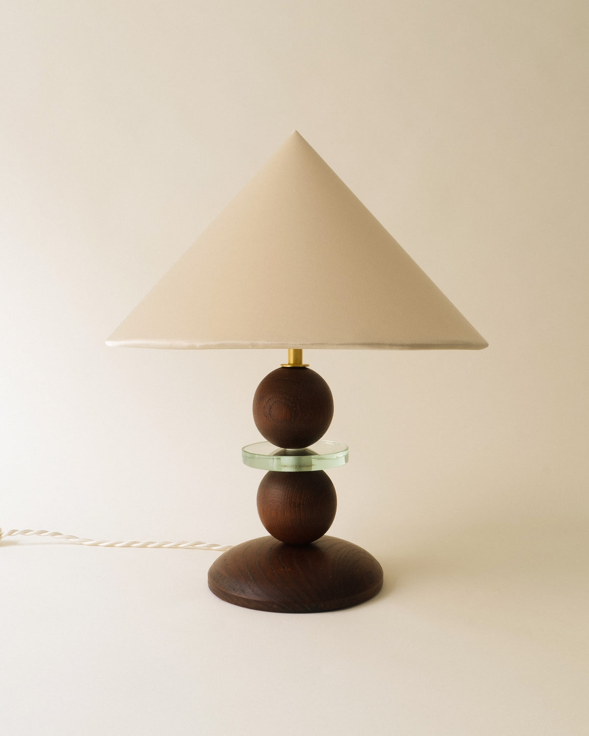 French Modernist Wood and Glass Table Lamp by Collection apart | The Oblist