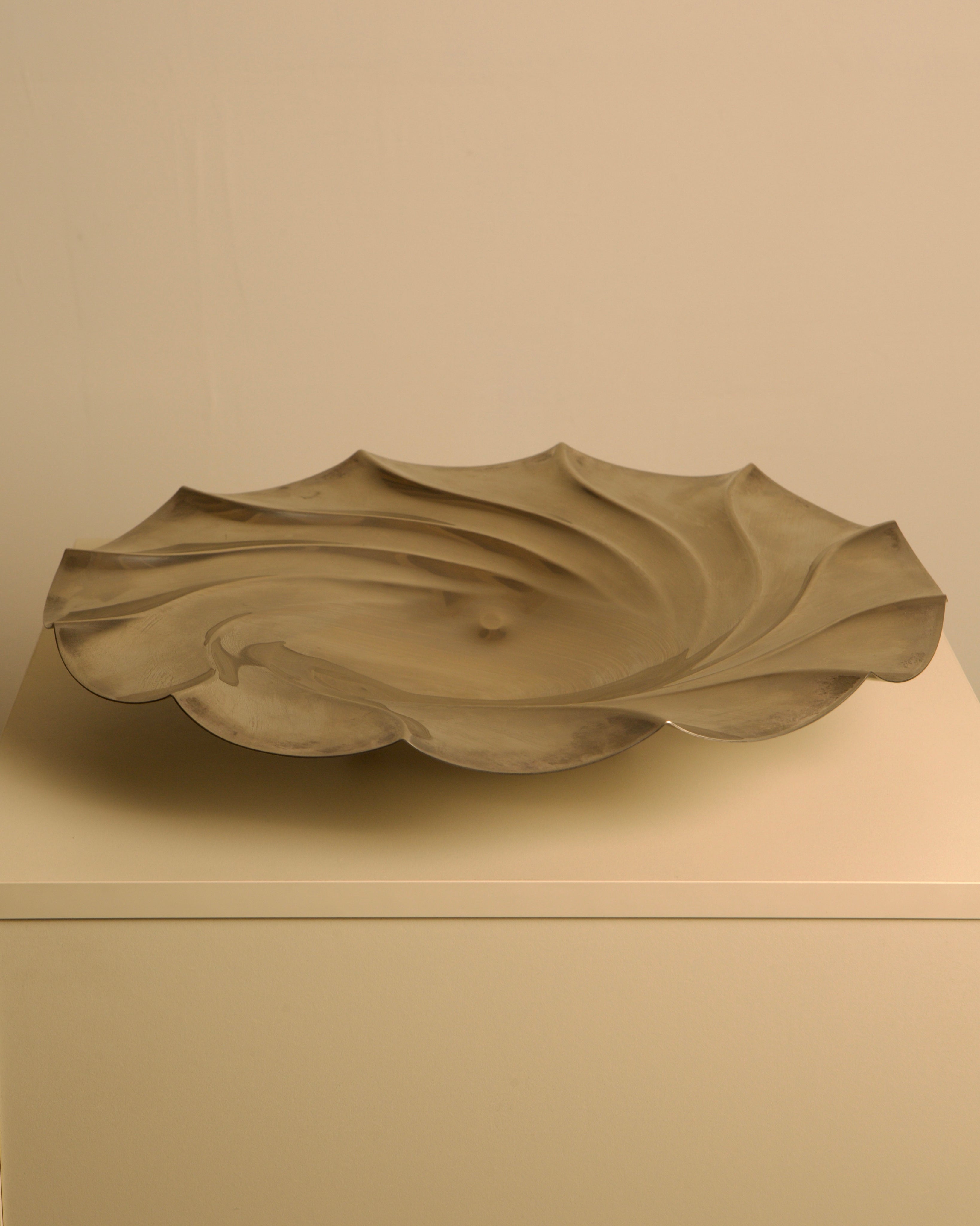 Large Italian Silver-plated Metal Vide-poches by Treaptyque | The Oblist — silver finish, modern design