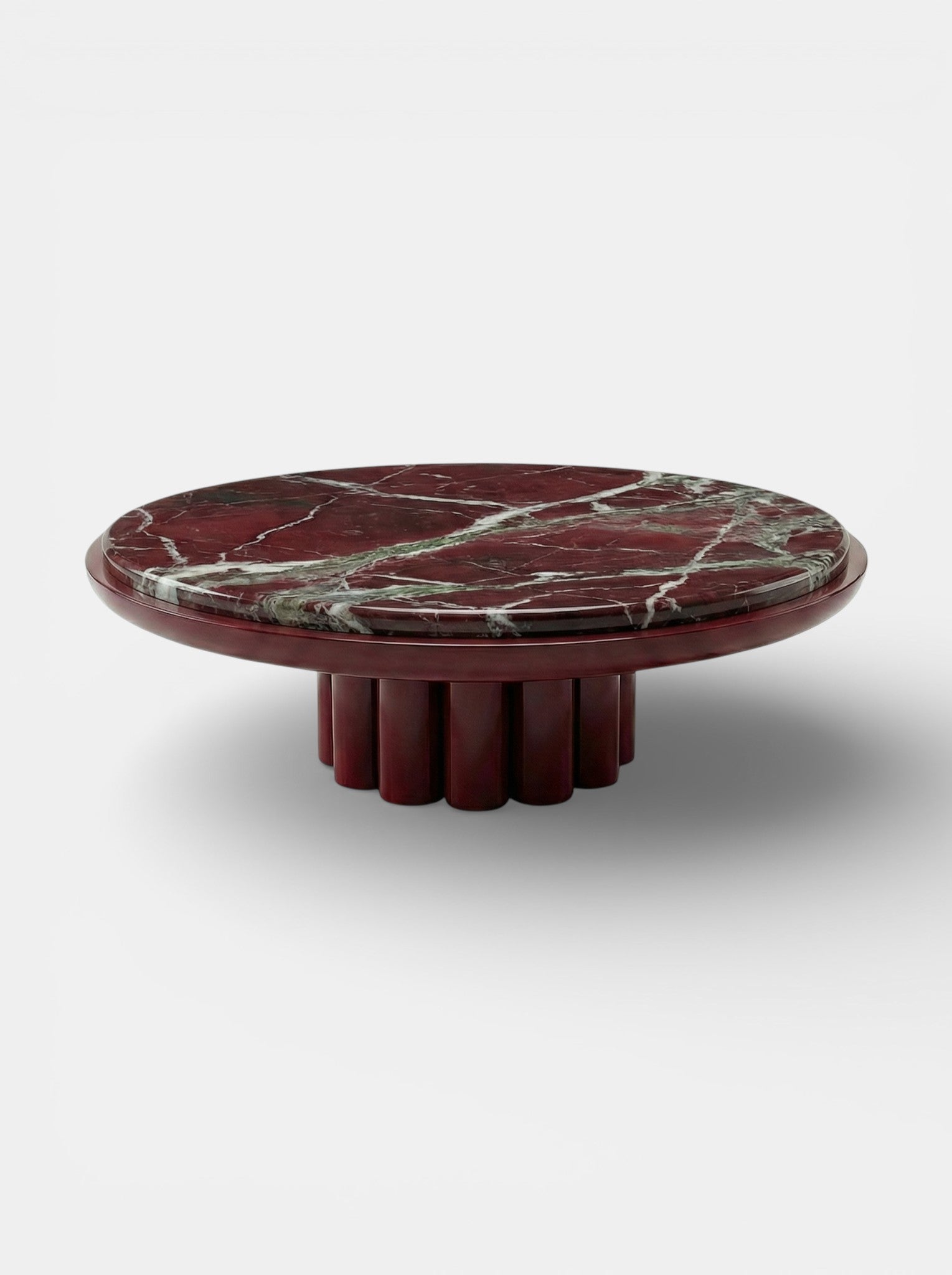 Edoni Bordeaux Lacquered And Rosso Levanto Marble by Marbera | The Oblist — modern marble tabletop