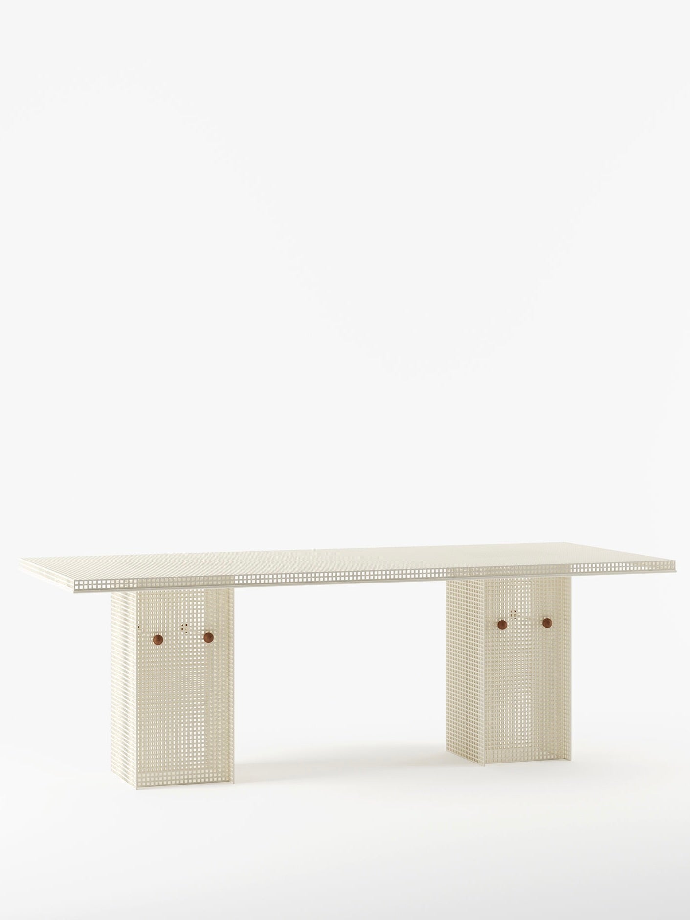 Conservatory' Outdoor Large Dining Table by Lemon | The Oblist — white metal construction