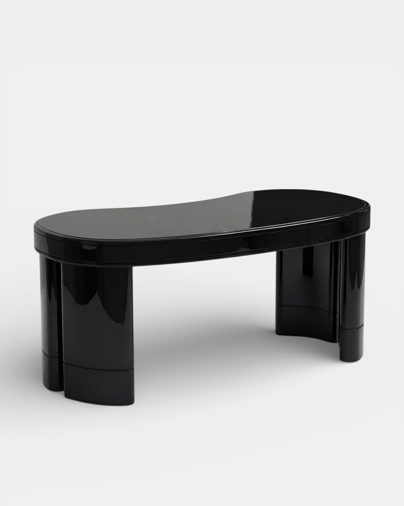 Nicola Black Lacquered Desk — side angle