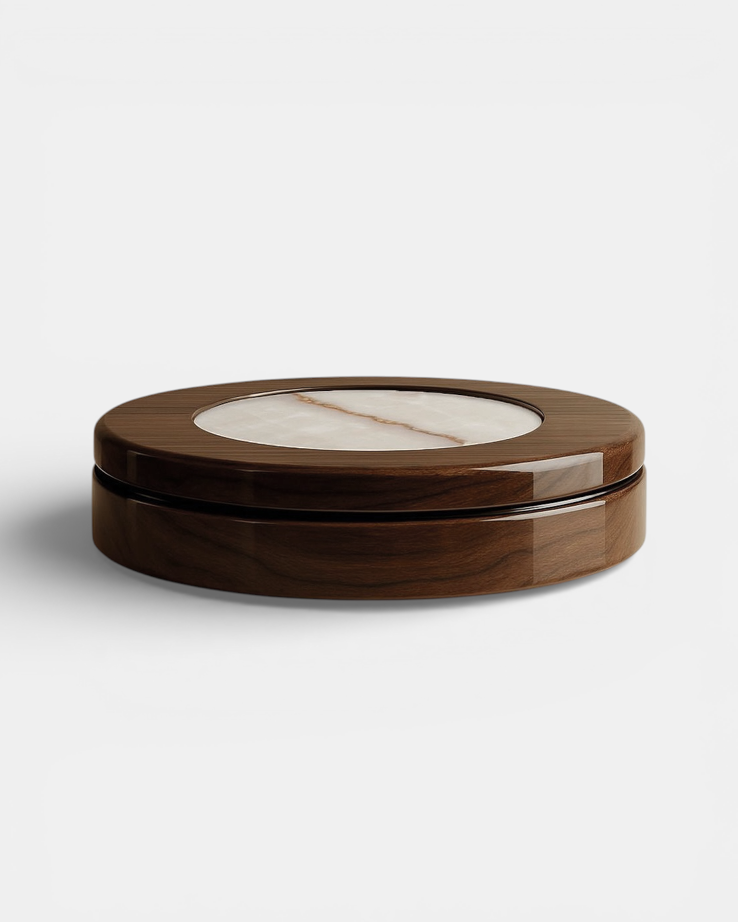 Yoyo Wooden And Shell Onyx Coffee Table by Marbera | The Oblist — handcrafted walnut and onyx