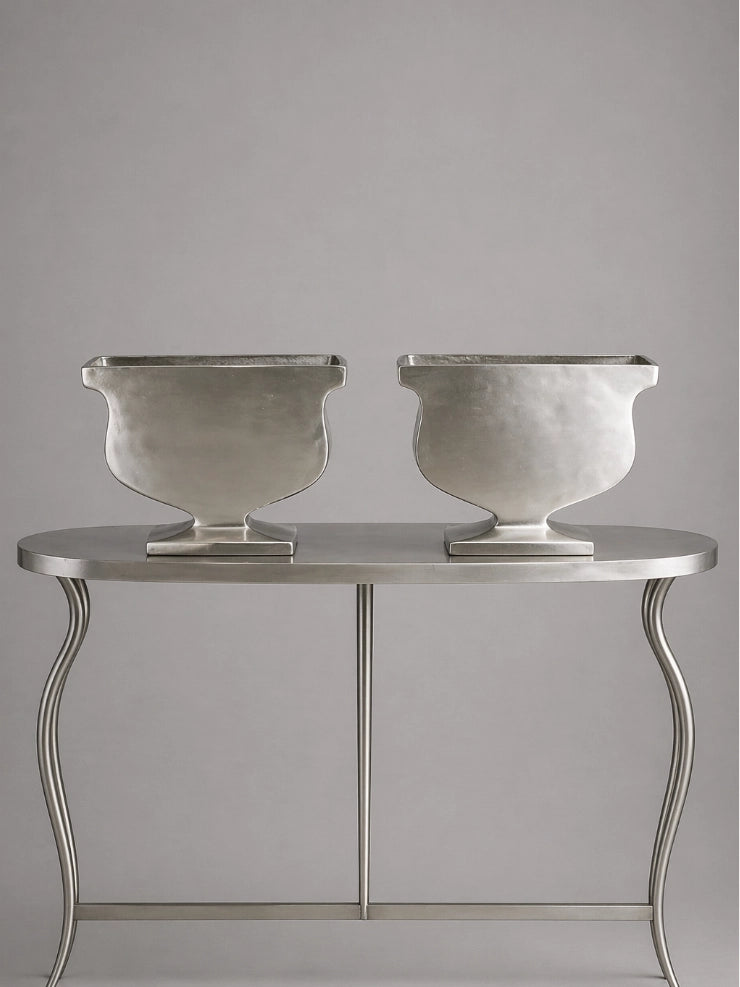 1990s Dutch Vintage Aluminum Cast Planter & Vase by Blisse | The Oblist