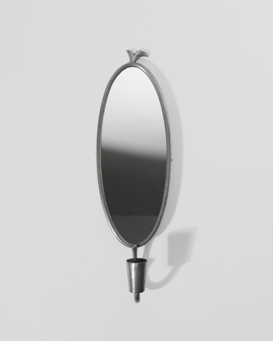 Art Deco Pewter Wall Mirror-Candle Holder, 1930s, Sweden