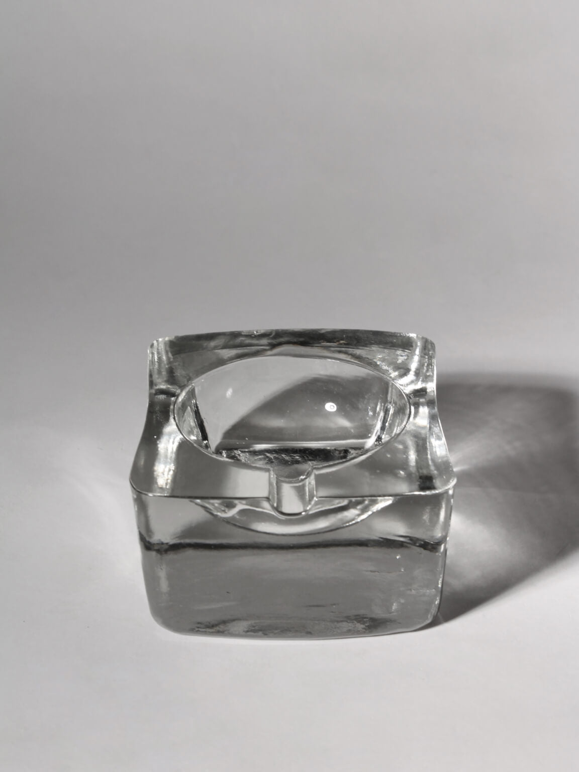 Mid-Century Modernist Massive Glass Ashtray — detail view