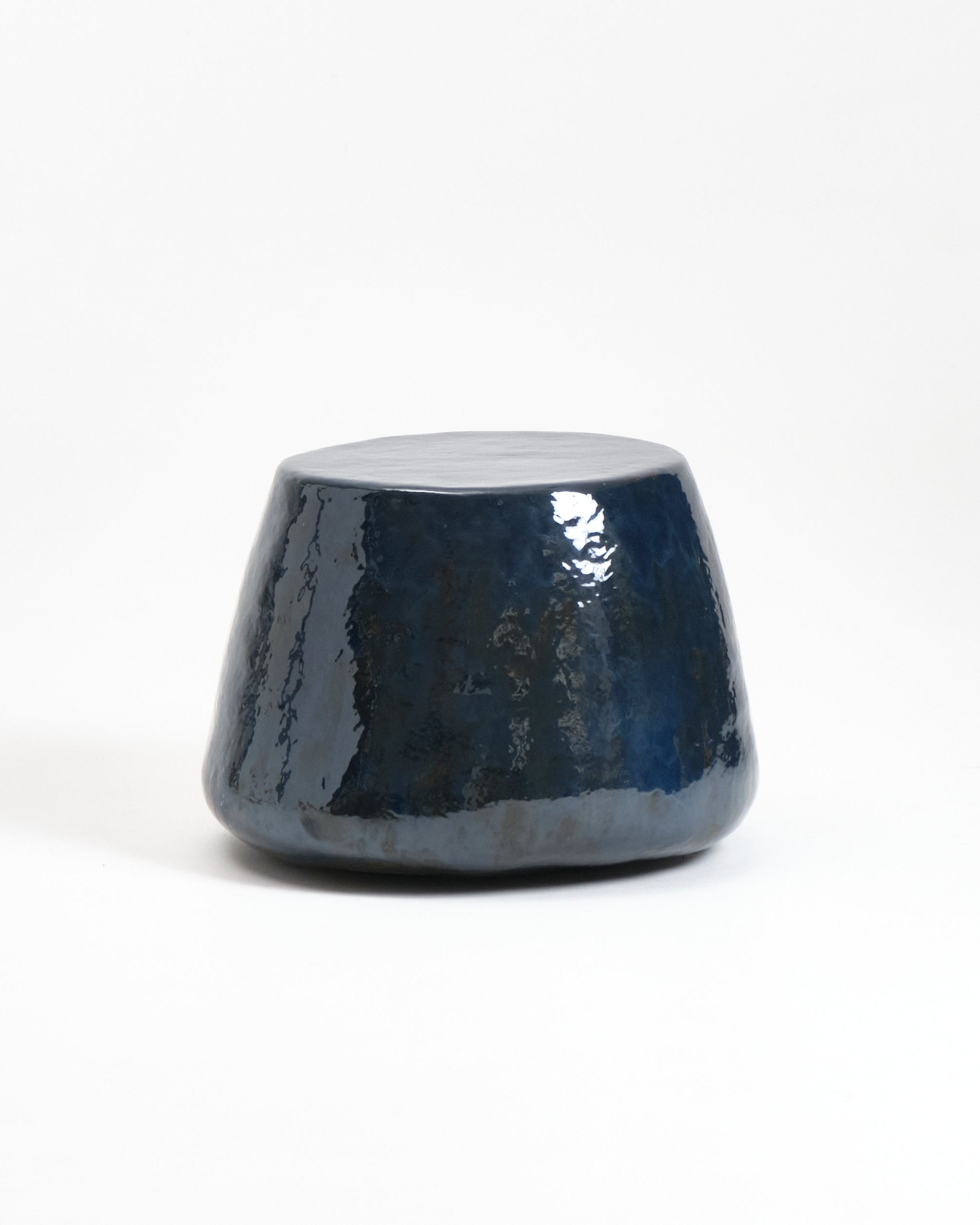 Medium Ceramic Side Table by Project 213A | The Oblist — glossy navy finish