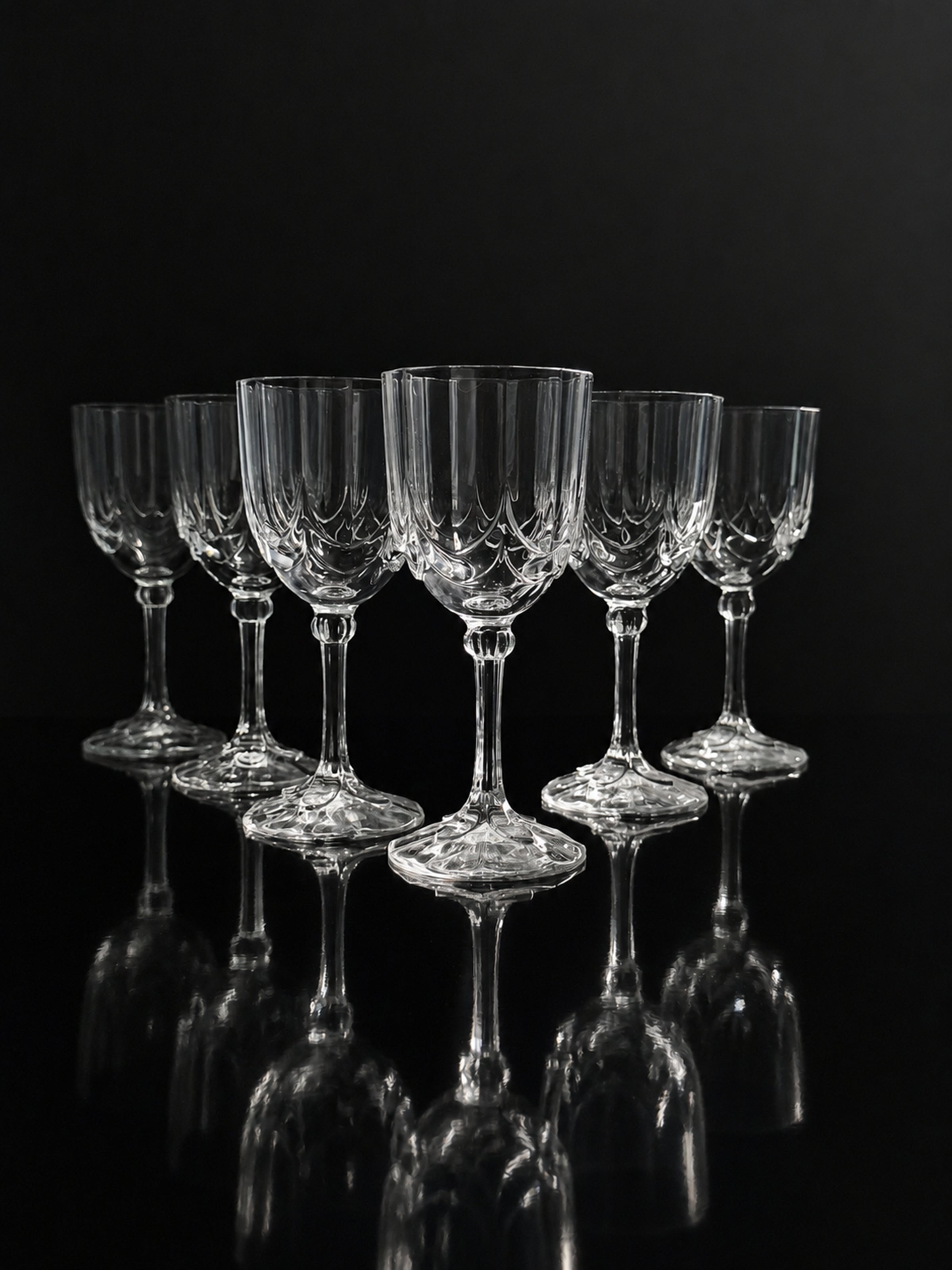 6 French Art Deco Revival Glasses -Wine 1980s by Dodo Vintage | The Oblist