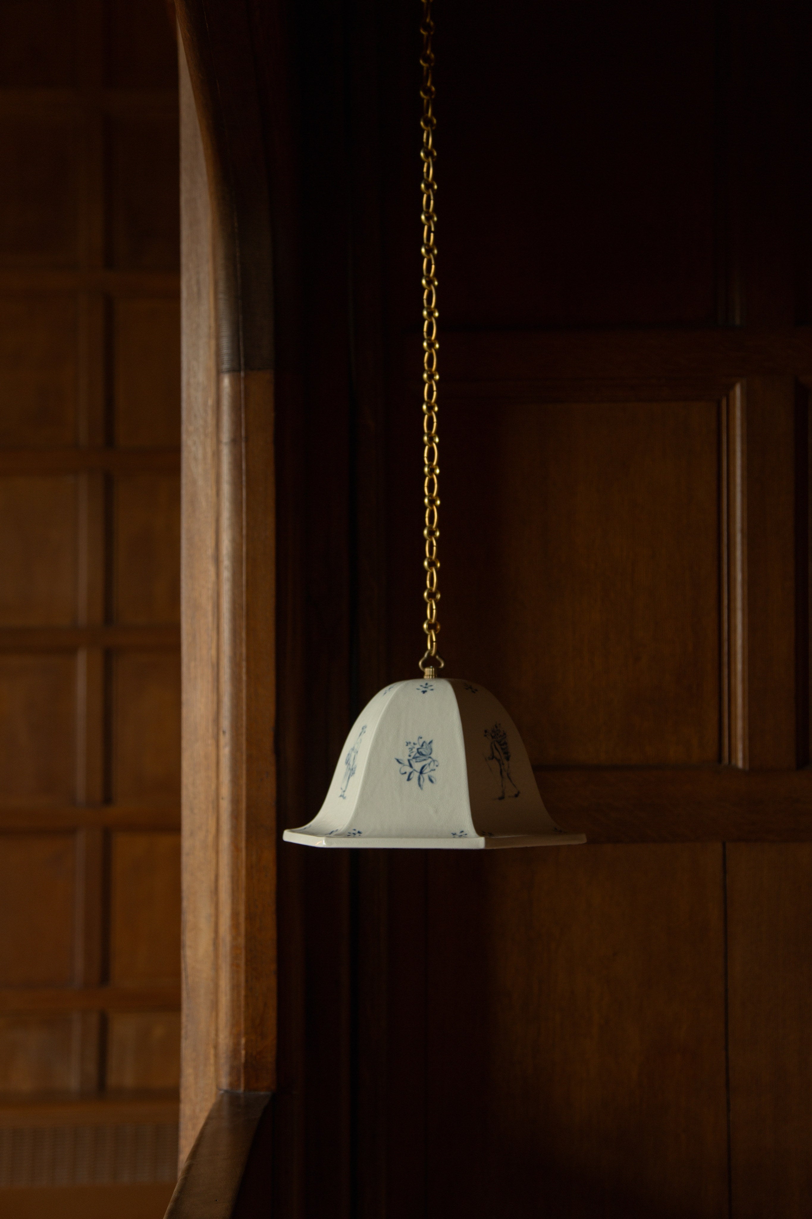 Artist's Edition - Maeve Pendant by Huey Lightshop | The Oblist — ceramic, blue floral design