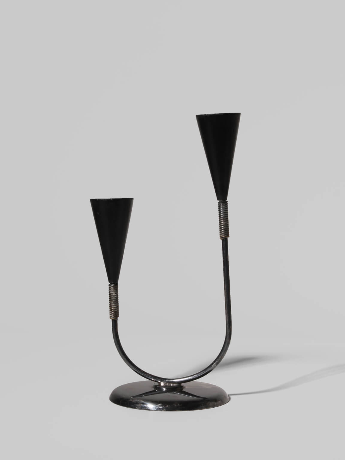 Mid-Century Silver Plated And Wood Candle Holder by Vintage Stories | The Oblist