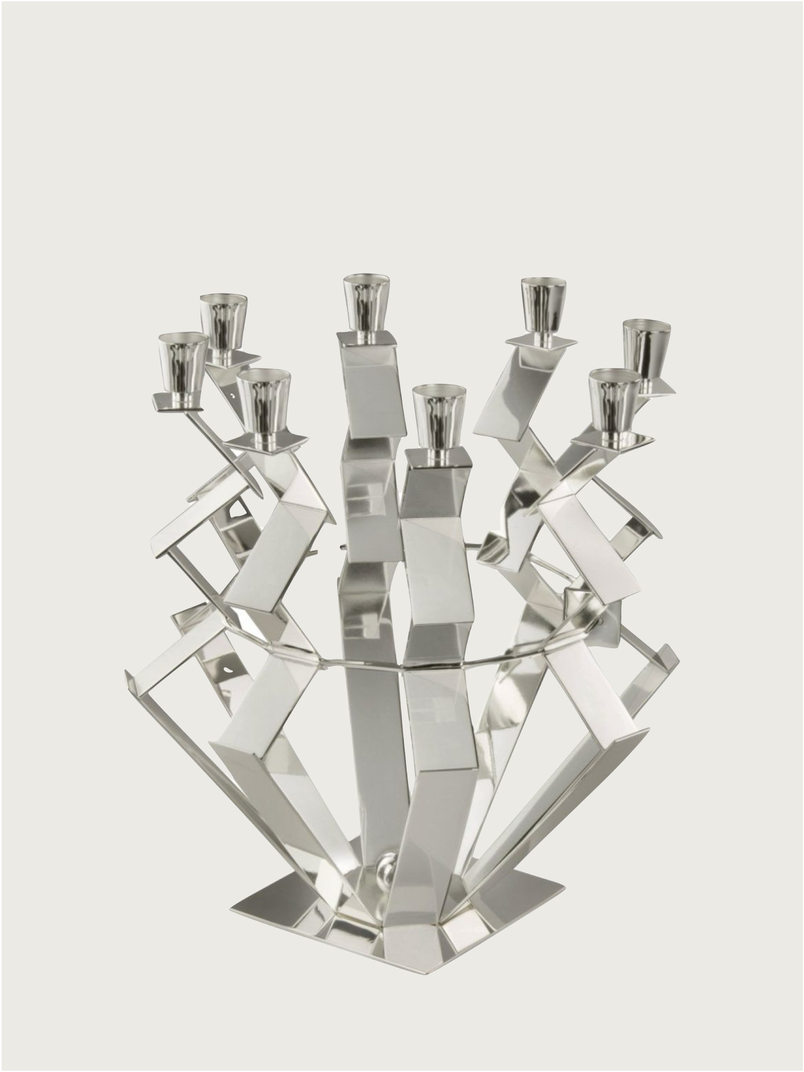 Chandelier géométrique en argent plaqué