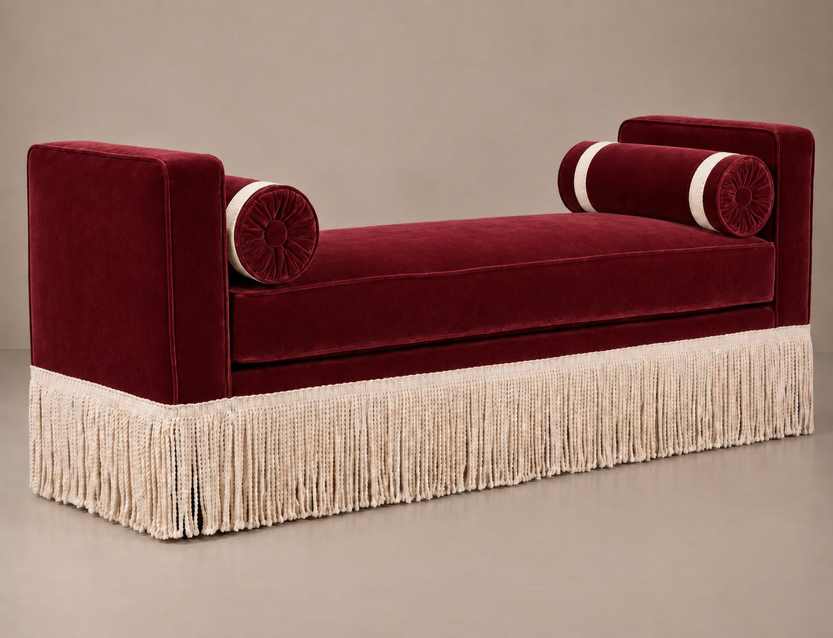 Julian Seat Bench - Velvet Pale Beige & Ivory Fringe by RIJD Interior — variant detail