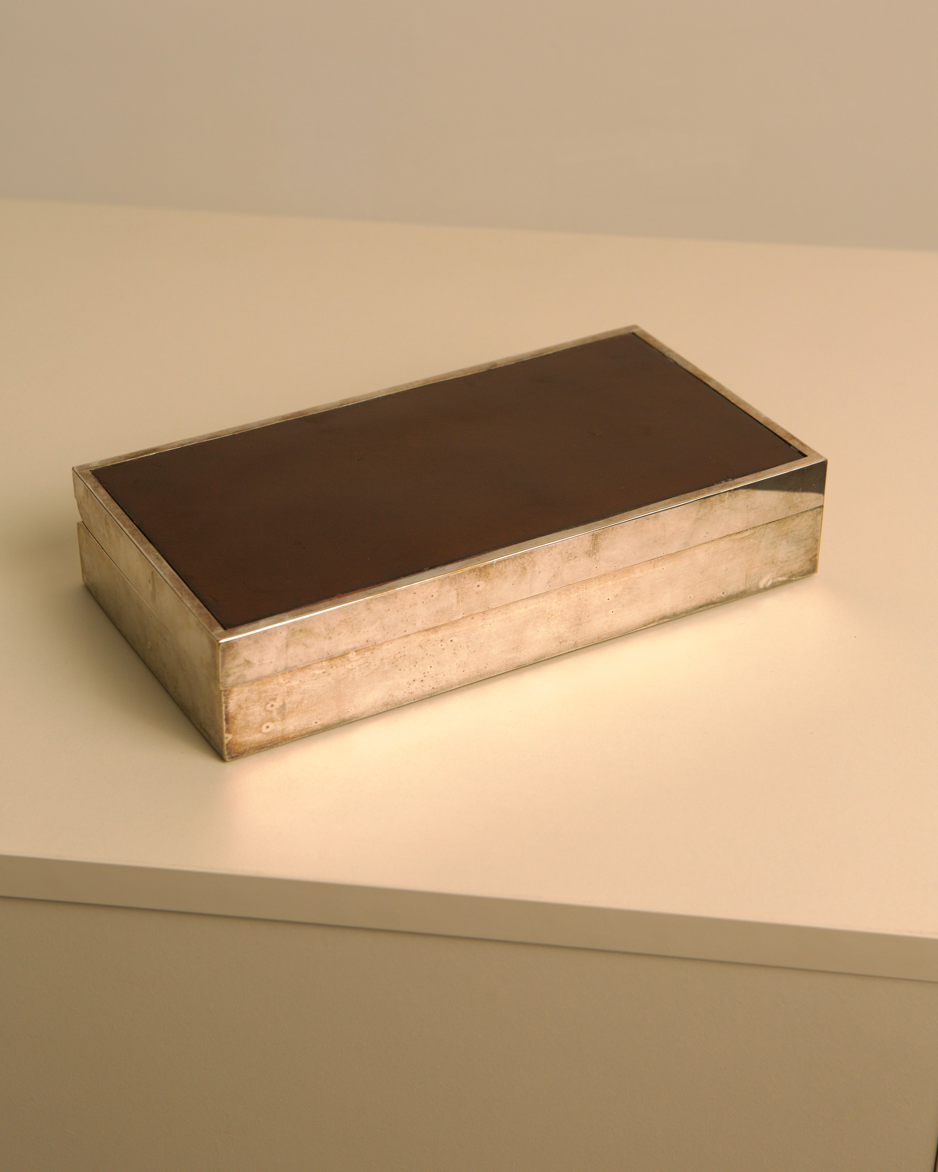 Large Italian Silver and Lacqued Box 70s