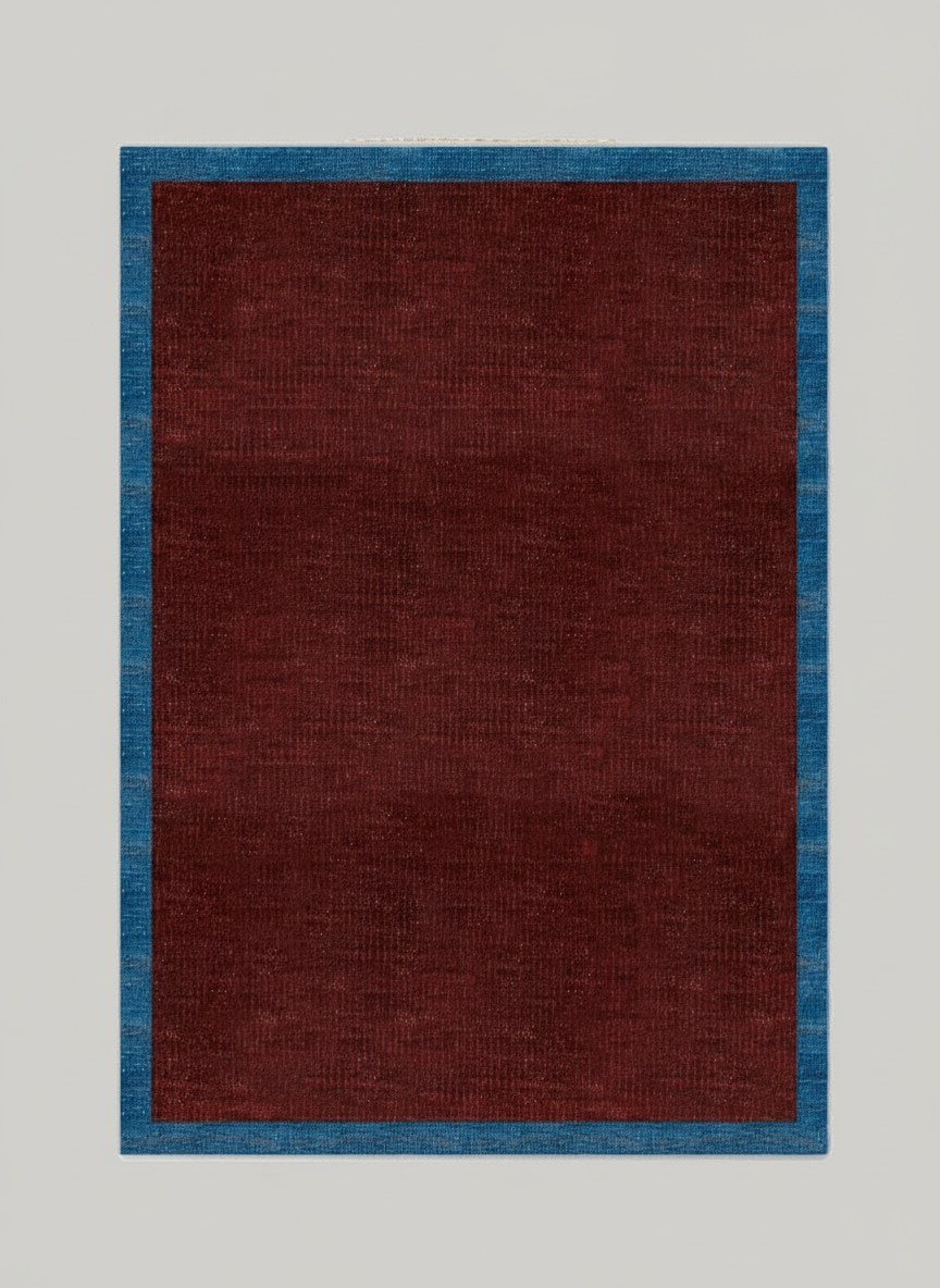 Contrast Border Kilim - Handwoven Rug by ISHKAR | The Oblist — handcrafted wool, deep red and blue