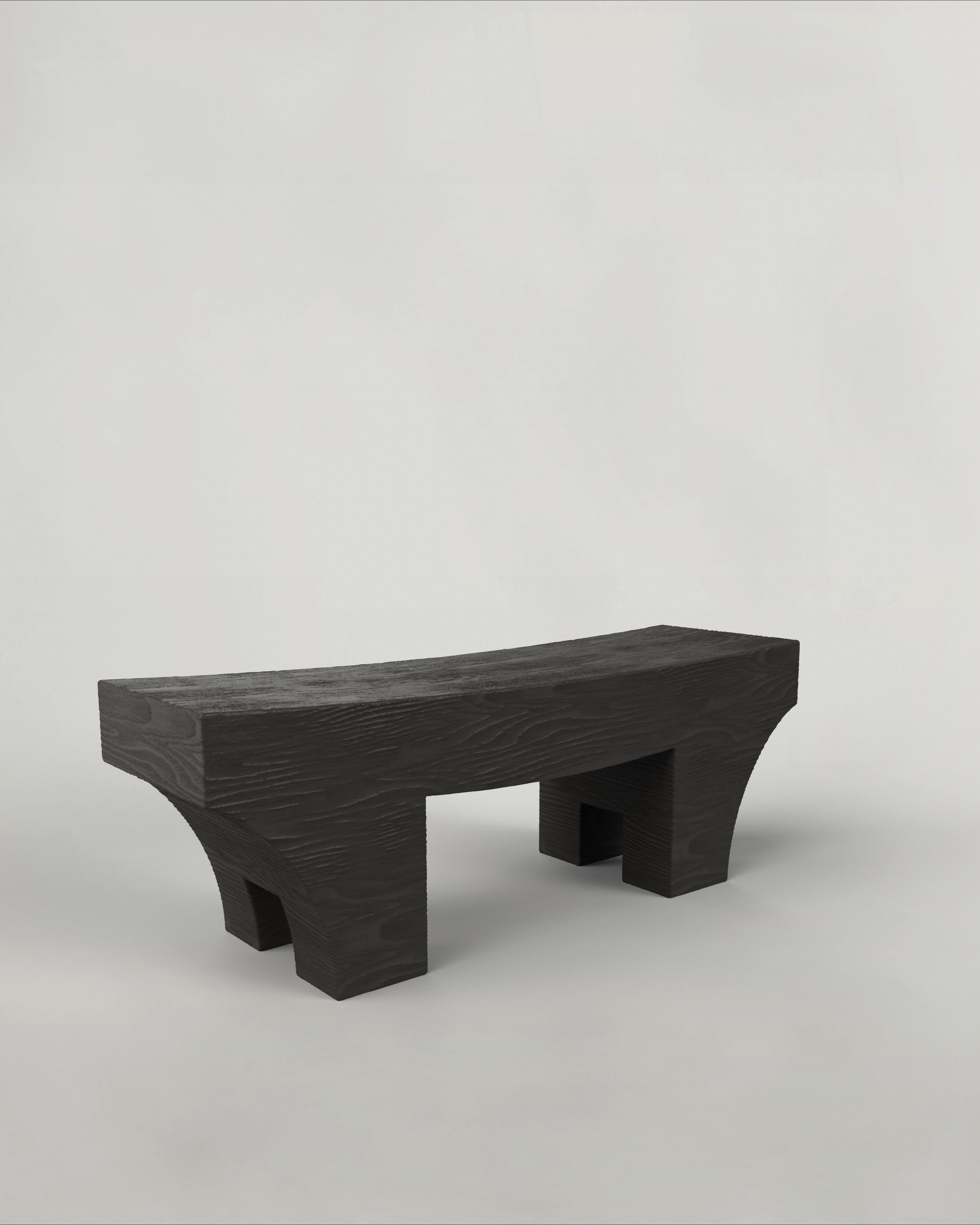 MHONO V2 Bench in Charred Solid Wood