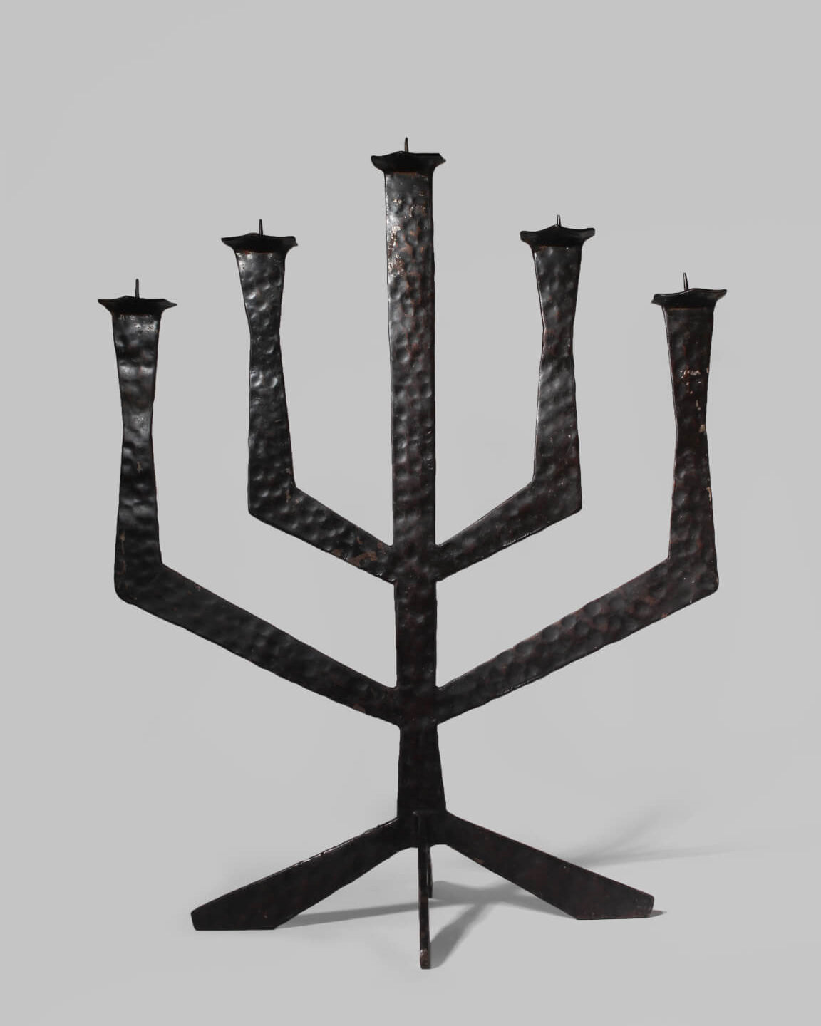 Brutalist Hammered Texture Metal Candelabrum by Vintage Stories | The Oblist