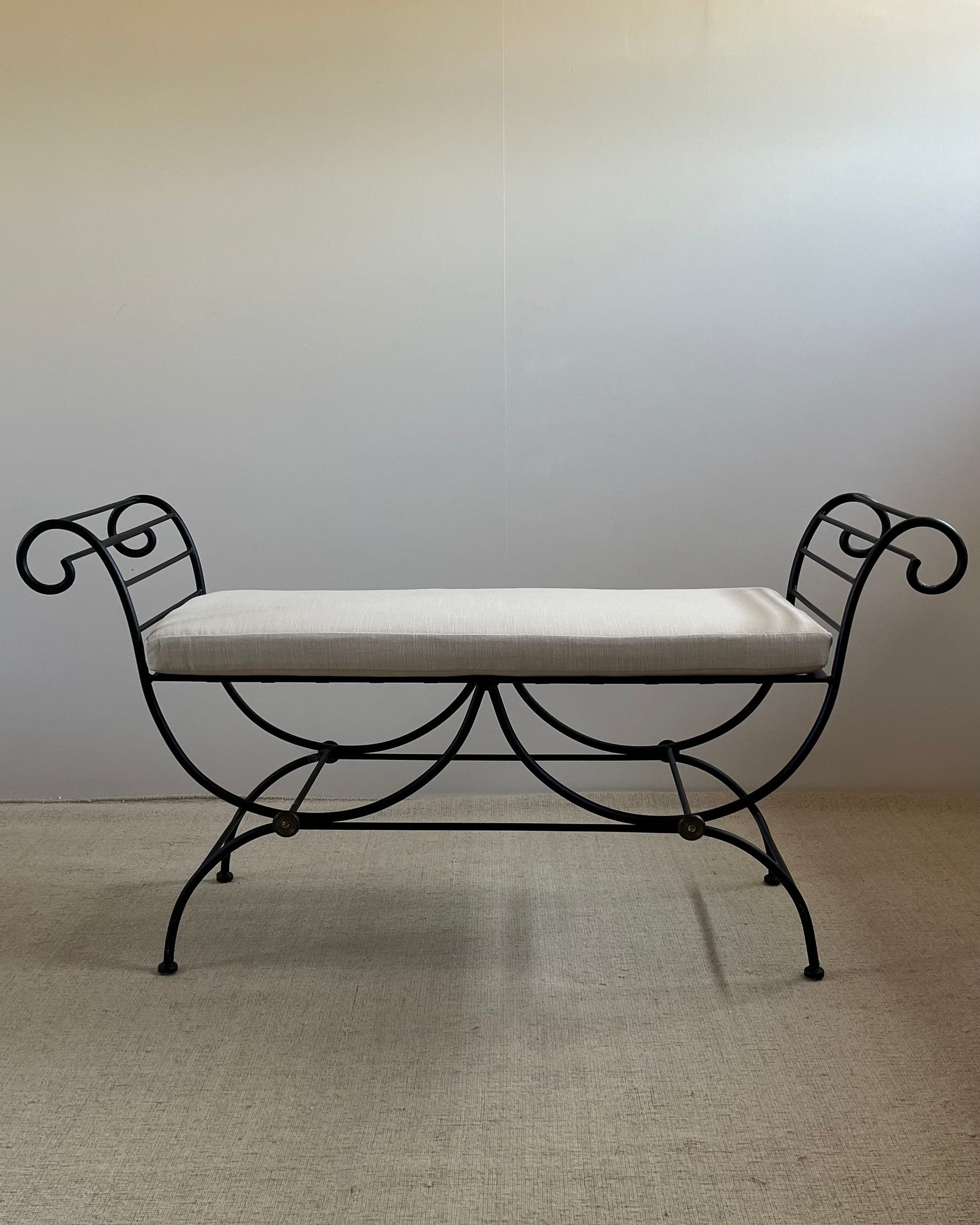 French Wrought Iron Curule Bench by Maud Vaughan | The Oblist