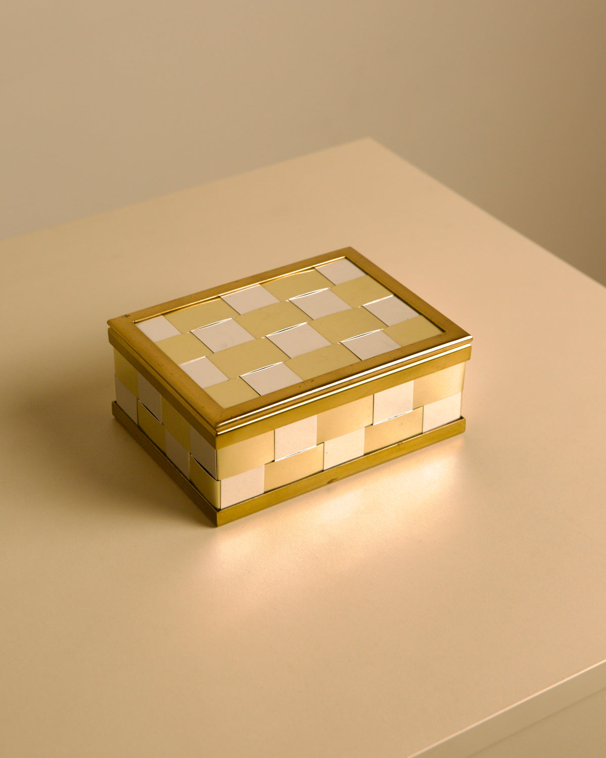 Italian woven gilt and silvered metal box, 1970s by Treaptyque | The Oblist