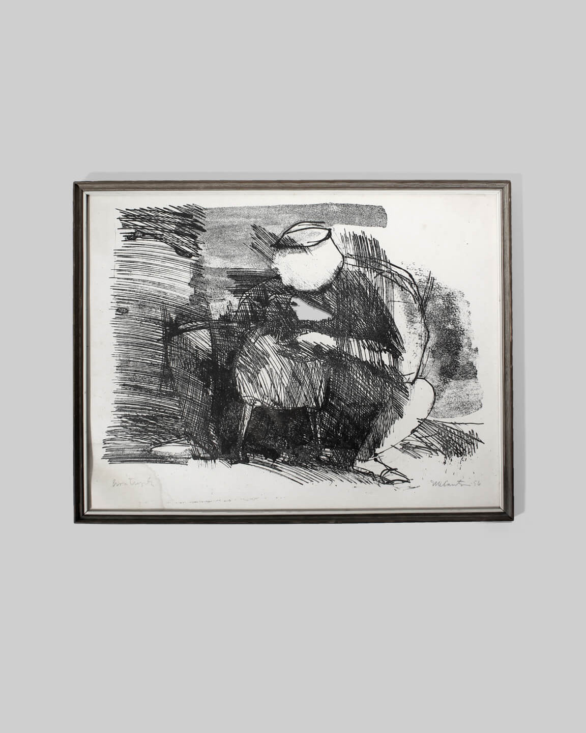 Swedish Rustic Etching On The Paper, 1956