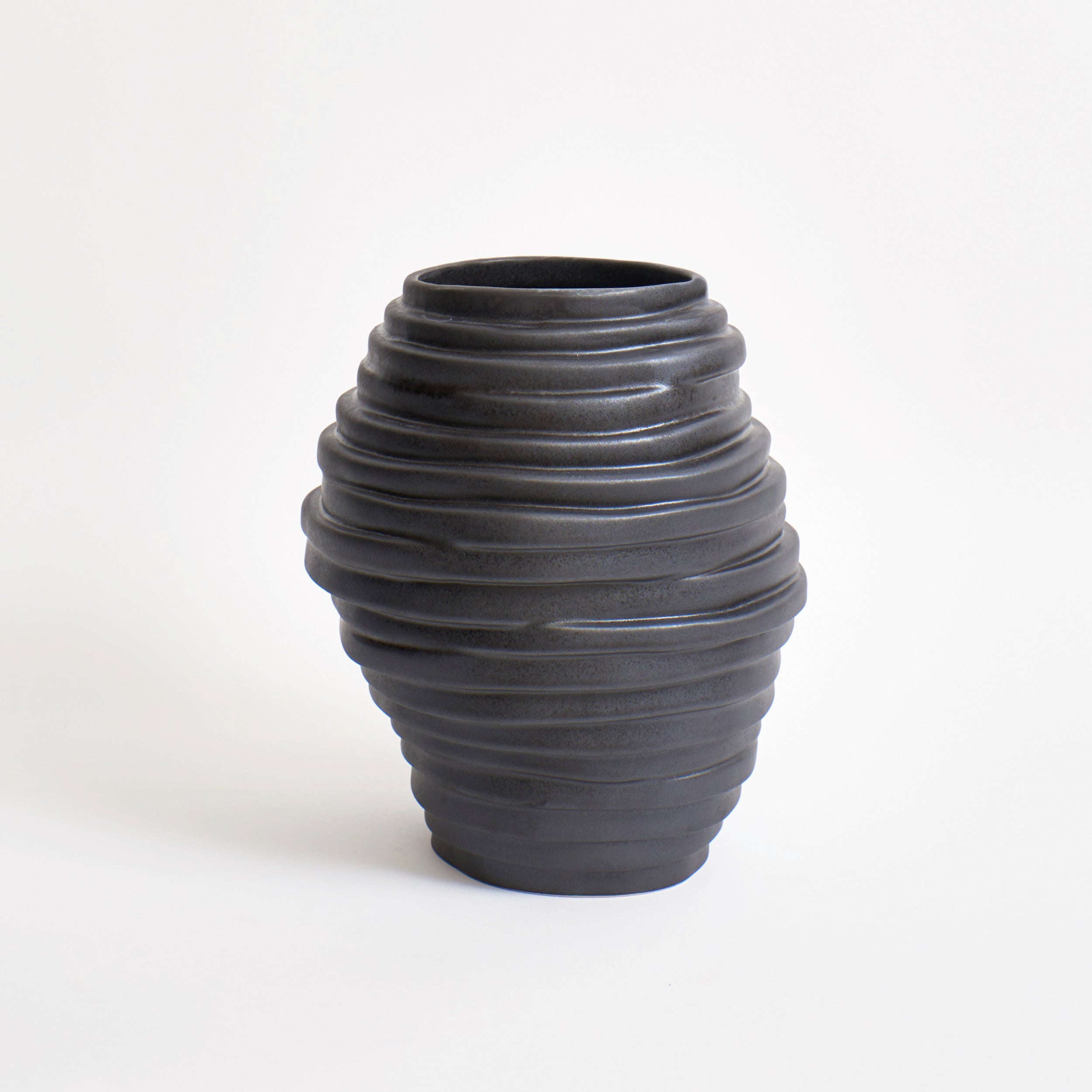 Alfonso Vase Brick — top view of textured black ceramic surface